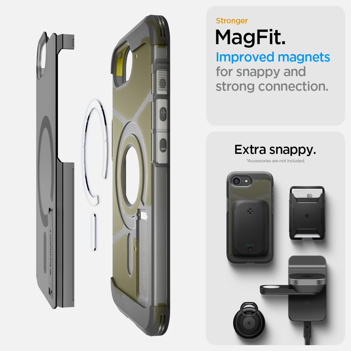 Spigen Tough Armor MagFit Designed for iPhone 15 Case (2023) [Kickstand] [Military-Grade Protection] Compatible with MagSafe - Black