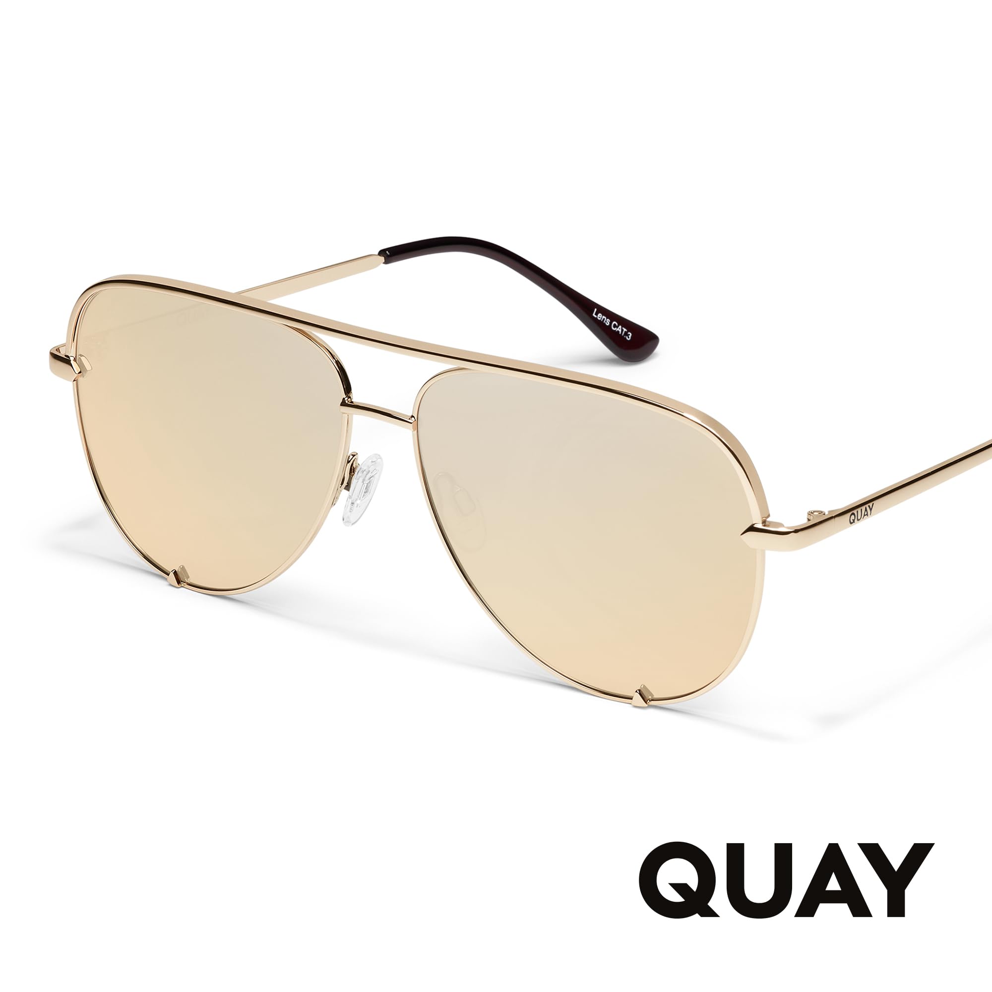QUAY High Key Polarized Aviator Sunglasses, Oversized, Stylish Sunglasses with UV Protection, Unisex Aviators for Men & Women