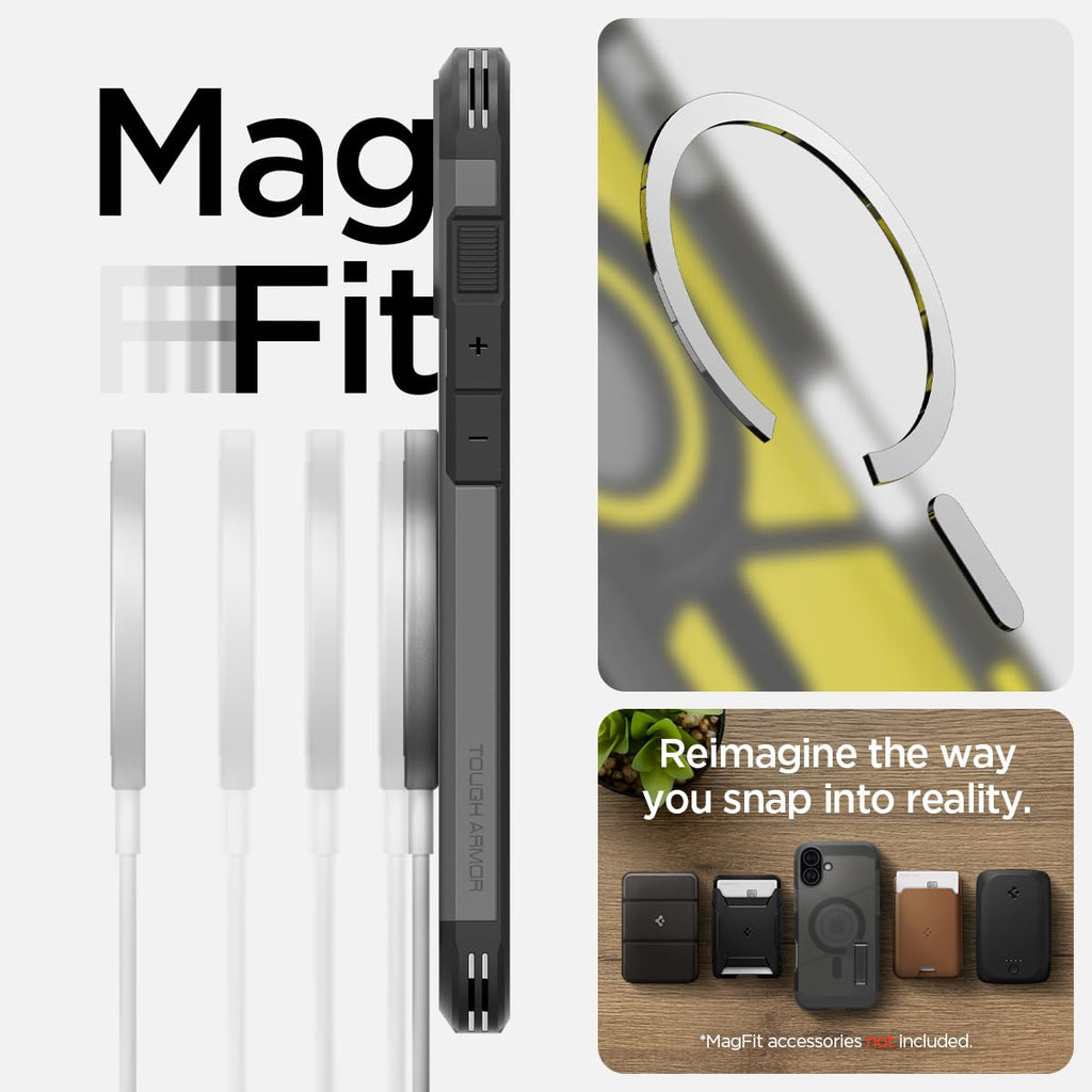 Spigen Tough Armor MagFit Designed for iPhone 15 Case (2023) [Kickstand] [Military-Grade Protection] Compatible with MagSafe - Black