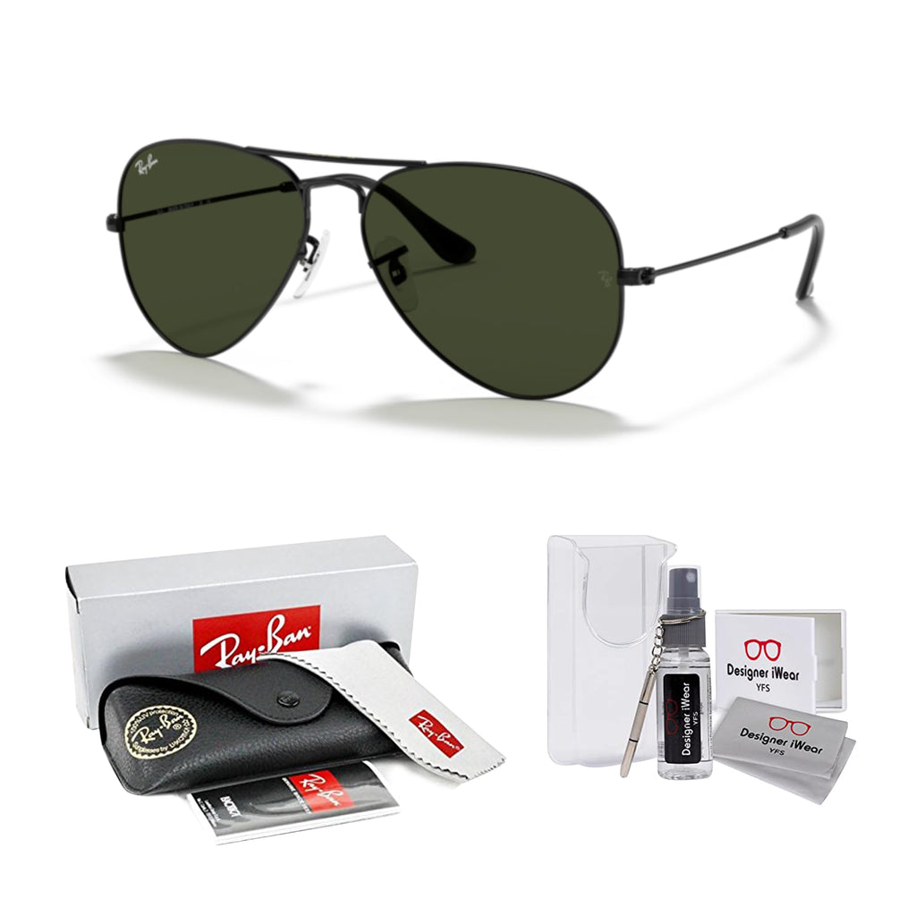 Ray-Ban RB3025 Metal Aviator Sunglasses For Men For Women +BUNDLE with ACCESSORY EYEWEAR KIT