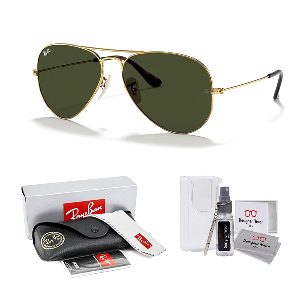 Ray-Ban RB3025 Metal Aviator Sunglasses For Men For Women +BUNDLE with ACCESSORY EYEWEAR KIT