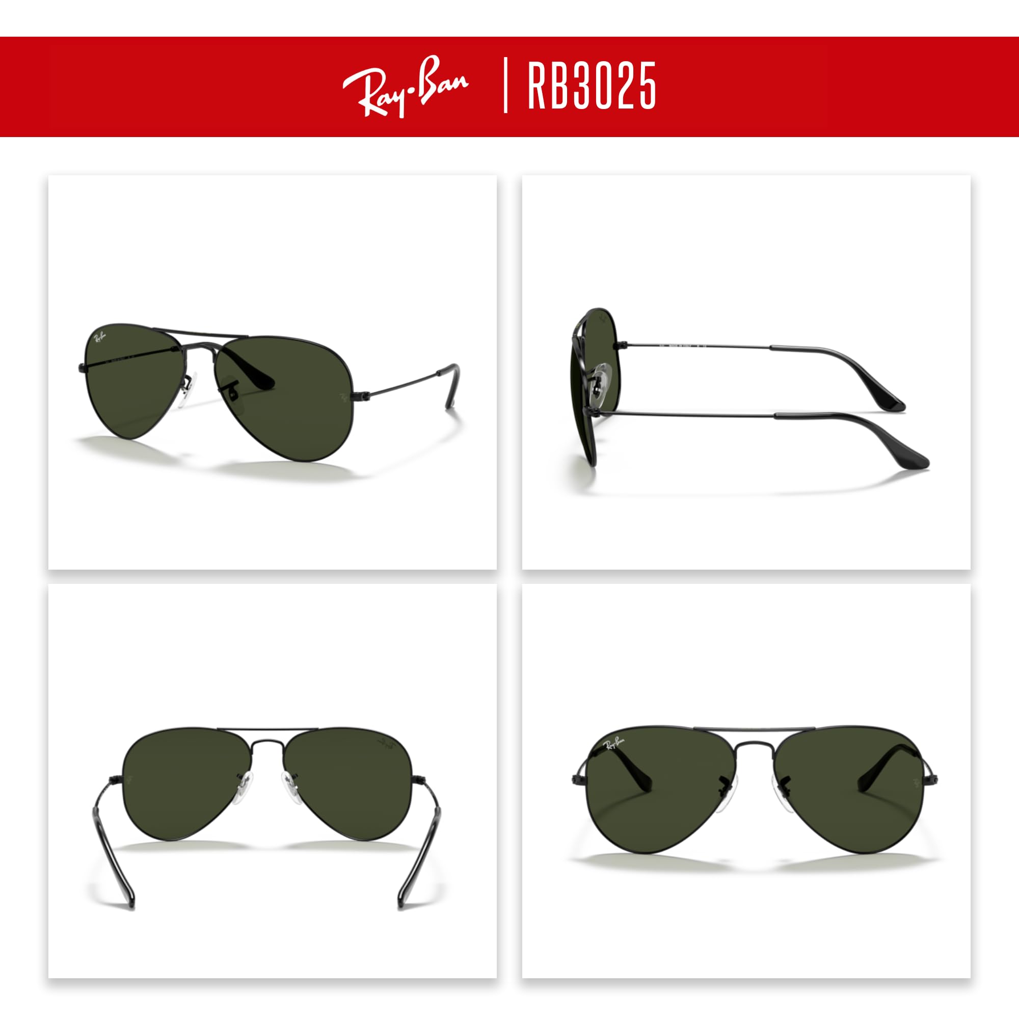 Ray-Ban RB3025 Metal Aviator Sunglasses For Men For Women +BUNDLE with ACCESSORY EYEWEAR KIT