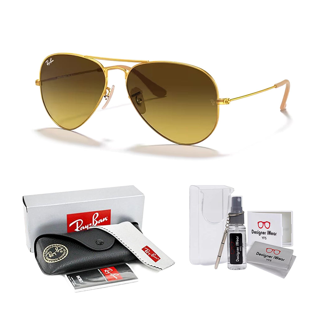 Ray-Ban RB3025 Metal Aviator Sunglasses For Men For Women +BUNDLE with ACCESSORY EYEWEAR KIT
