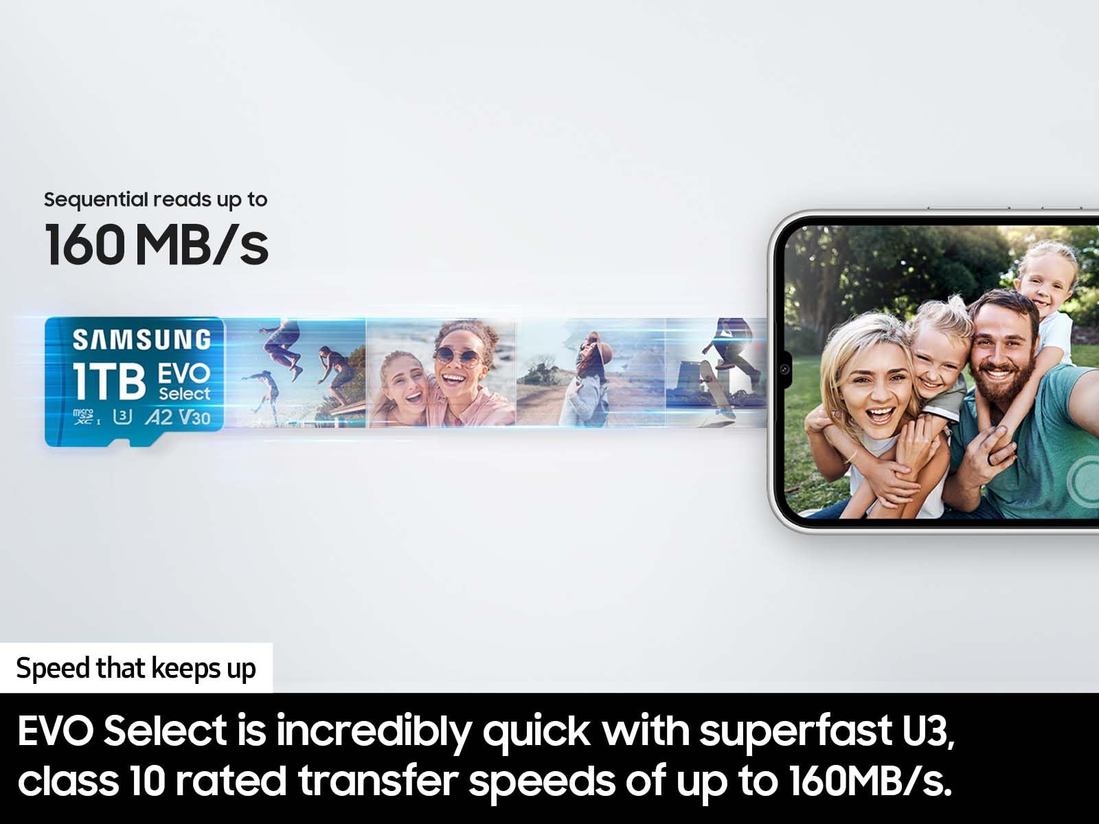 SAMSUNG EVO Select Micro SD-Memory-Card + Adapter, 128GB microSDXC 130MB/s Full HD & 4K UHD, UHS-I, U3, A2, V30, Expanded Storage for Android Smartphones, Tablets, Nintendo-Switch (MB-ME128KA/AM)