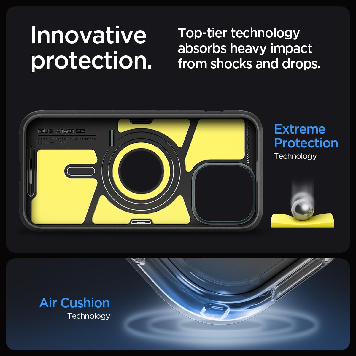 Spigen Tough Armor MagFit Designed for iPhone 15 Case (2023) [Kickstand] [Military-Grade Protection] Compatible with MagSafe - Black