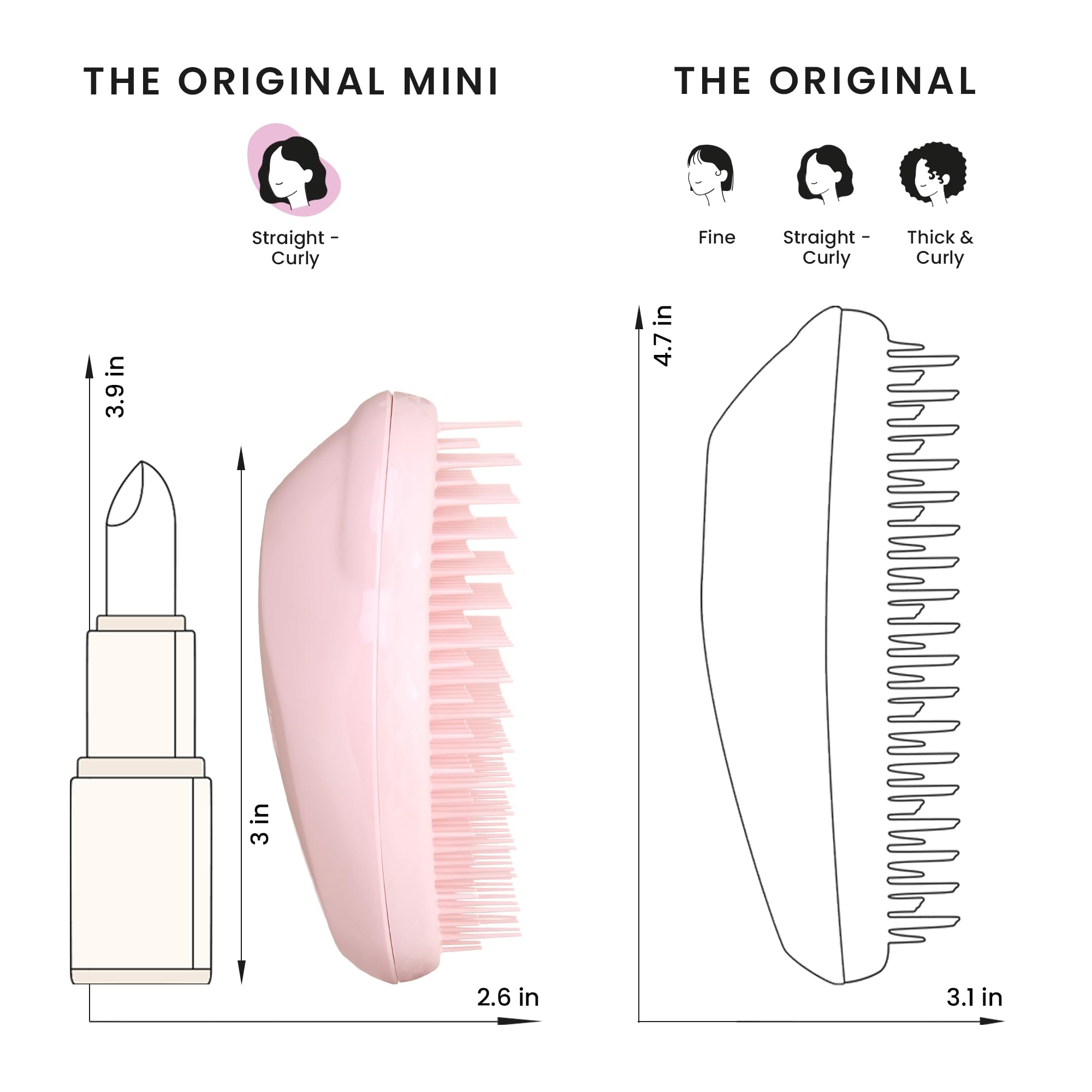Tangle Teezer Original Detangler Brush, Dry & Wet Hairbrush for All Hair Types, Pink Fizz