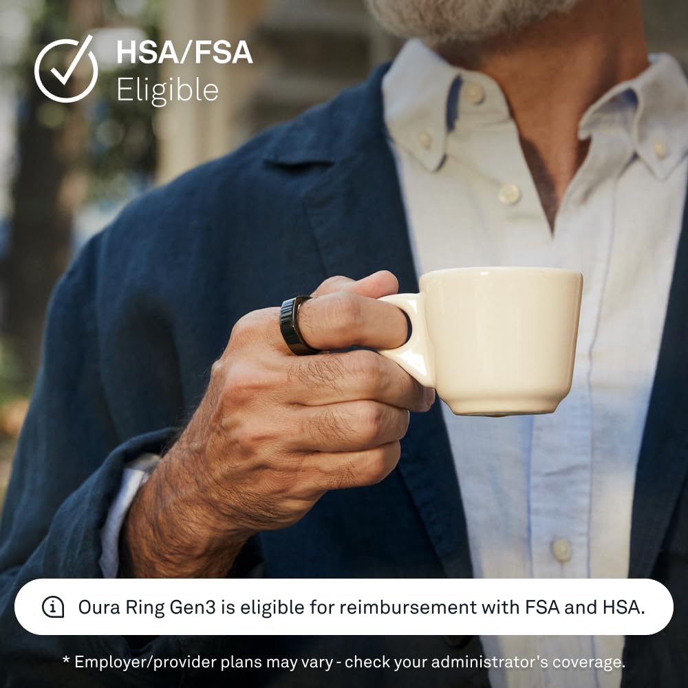 Oura Ring Gen3 Horizon - Black - Size 10 - Smart Ring - Size First with Oura Ring Gen3 Sizing Kit - Sleep Tracking Wearable - Heart Rate - Fitness Tracker - 5-7 Days Battery Life