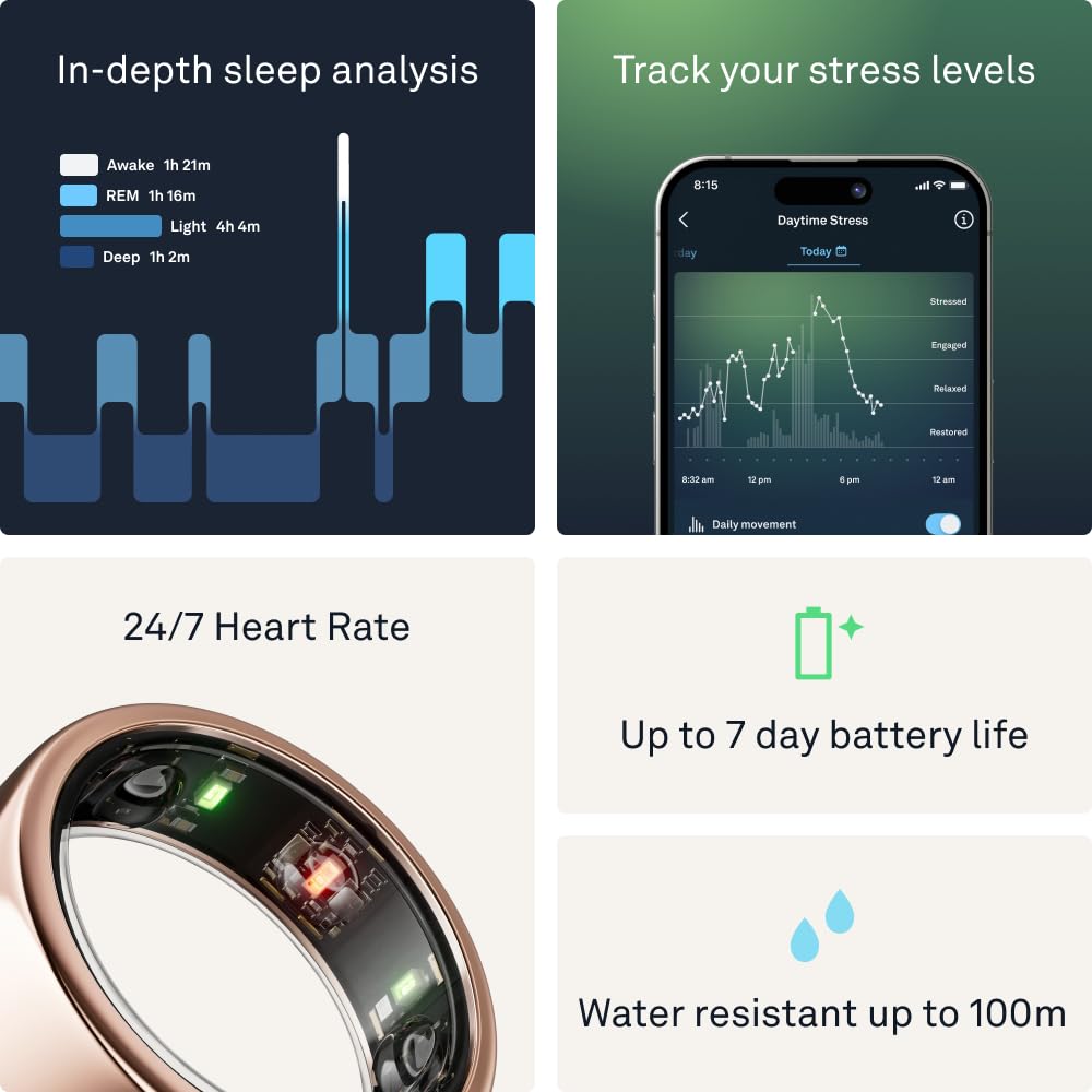 Oura Ring Gen3 Horizon - Black - Size 10 - Smart Ring - Size First with Oura Ring Gen3 Sizing Kit - Sleep Tracking Wearable - Heart Rate - Fitness Tracker - 5-7 Days Battery Life