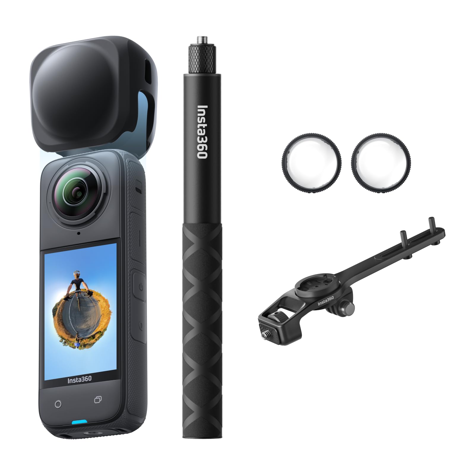 Insta360 X4 Standard Bundle - Waterproof 8K 360 Action Camera, 4K Wide-Angle Video, Invisible Selfie Stick Effect, Removable Lens Guards, 135 Min Battery Life, AI Editing, Stabilization