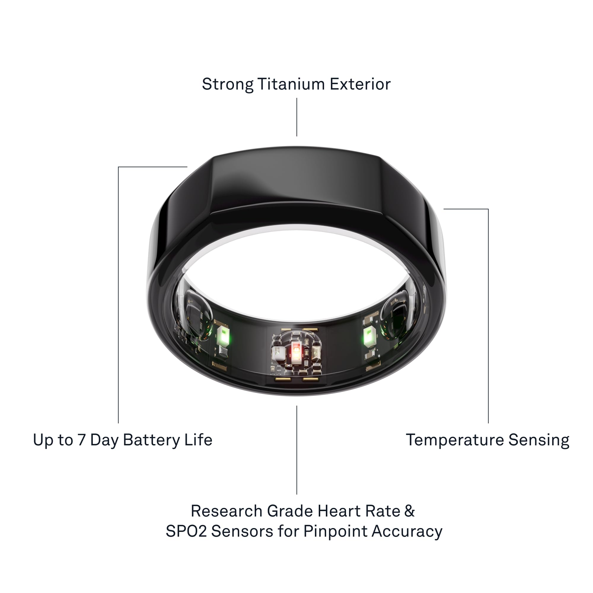 Oura Ring Gen3 Horizon - Black - Size 10 - Smart Ring - Size First with Oura Ring Gen3 Sizing Kit - Sleep Tracking Wearable - Heart Rate - Fitness Tracker - 5-7 Days Battery Life