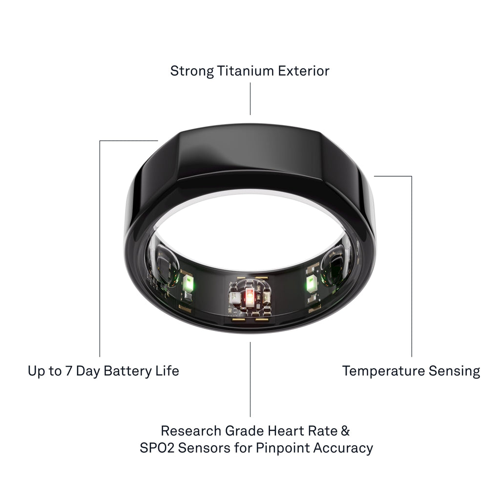 Oura Ring Gen3 Horizon - Black - Size 10 - Smart Ring - Size First with Oura Ring Gen3 Sizing Kit - Sleep Tracking Wearable - Heart Rate - Fitness Tracker - 5-7 Days Battery Life