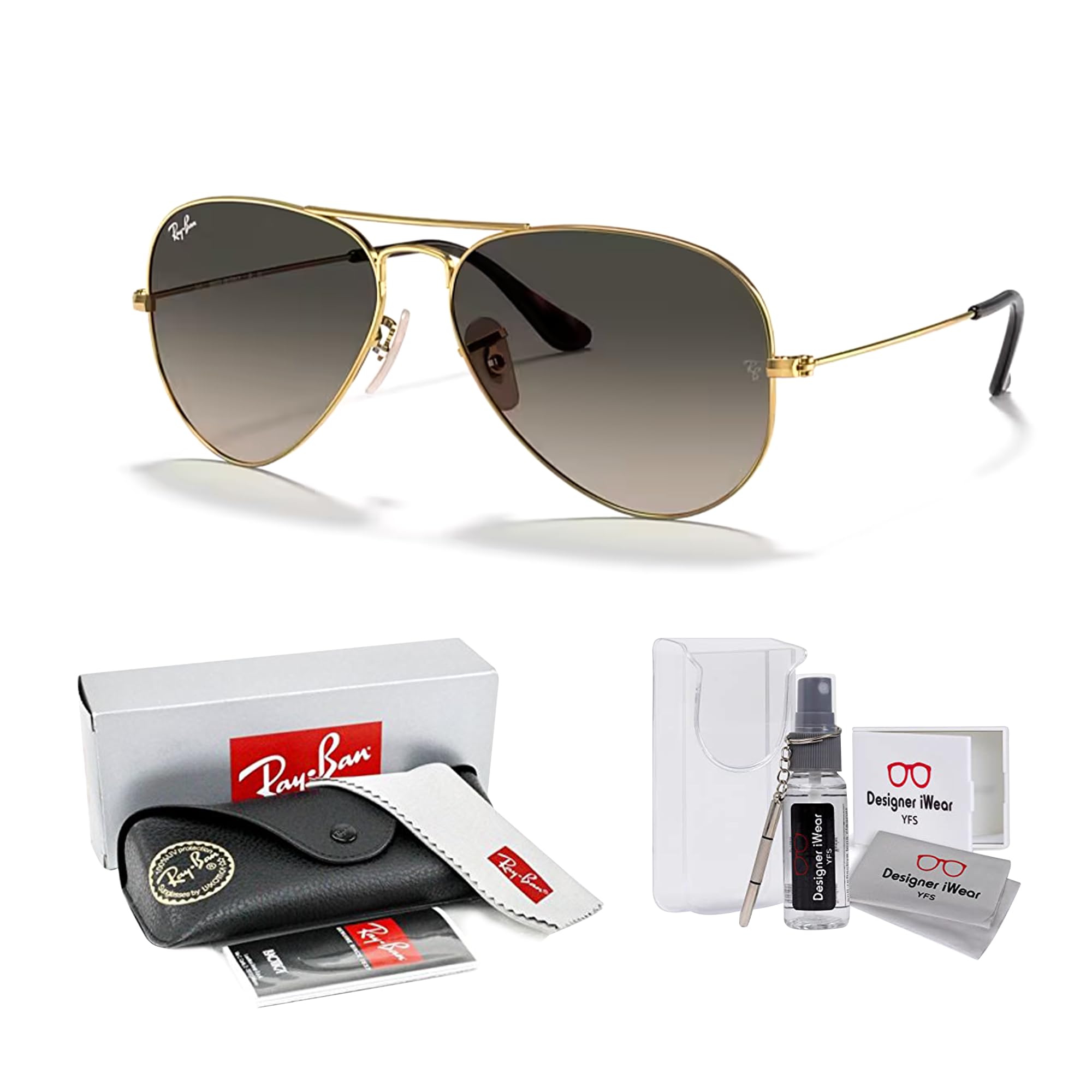 Ray-Ban RB3025 Metal Aviator Sunglasses For Men For Women +BUNDLE with ACCESSORY EYEWEAR KIT