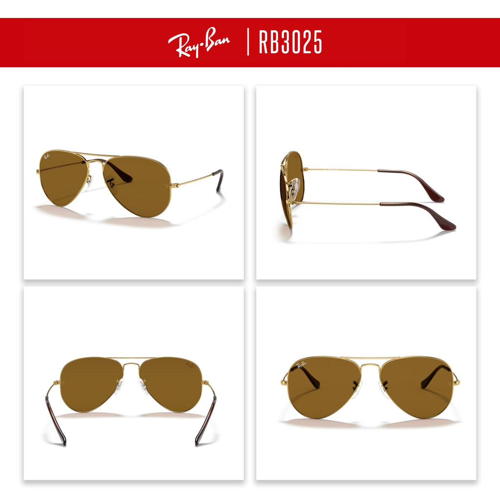 Ray-Ban RB3025 Metal Aviator Sunglasses For Men For Women +BUNDLE with ACCESSORY EYEWEAR KIT