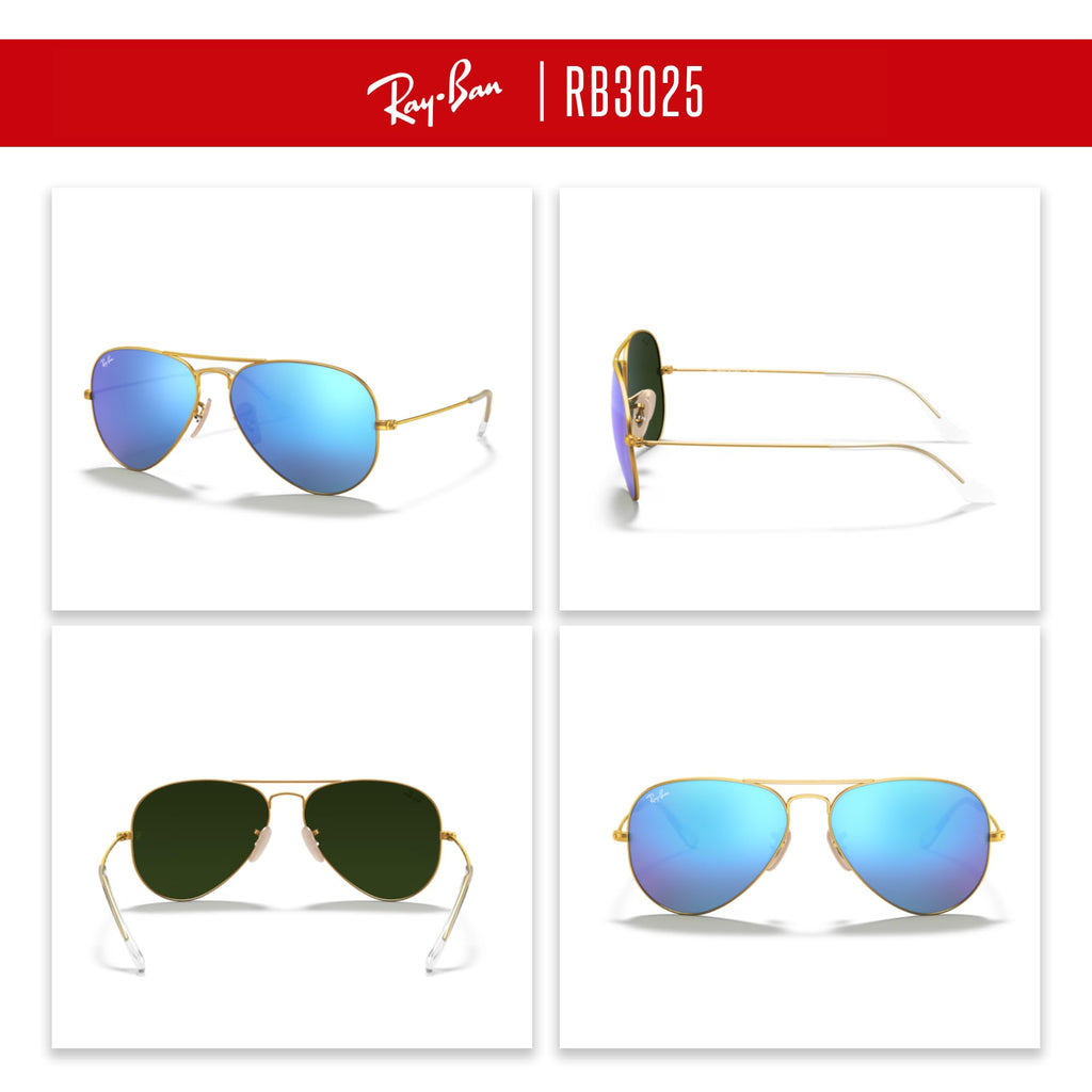 Ray-Ban RB3025 Metal Aviator Sunglasses For Men For Women +BUNDLE with ACCESSORY EYEWEAR KIT
