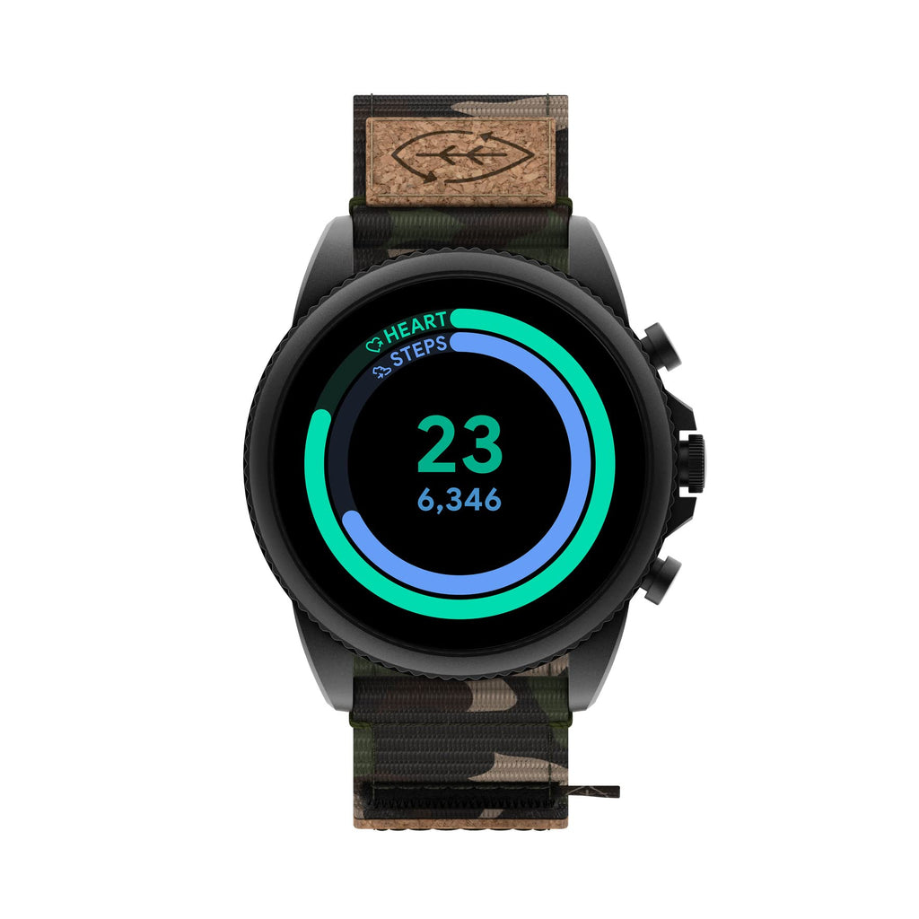 Fossil Men's Gen 6 44mm Stainless Steel and Silicone Touchscreen Smart Watch, Color: Black (Model: FTW4061V)