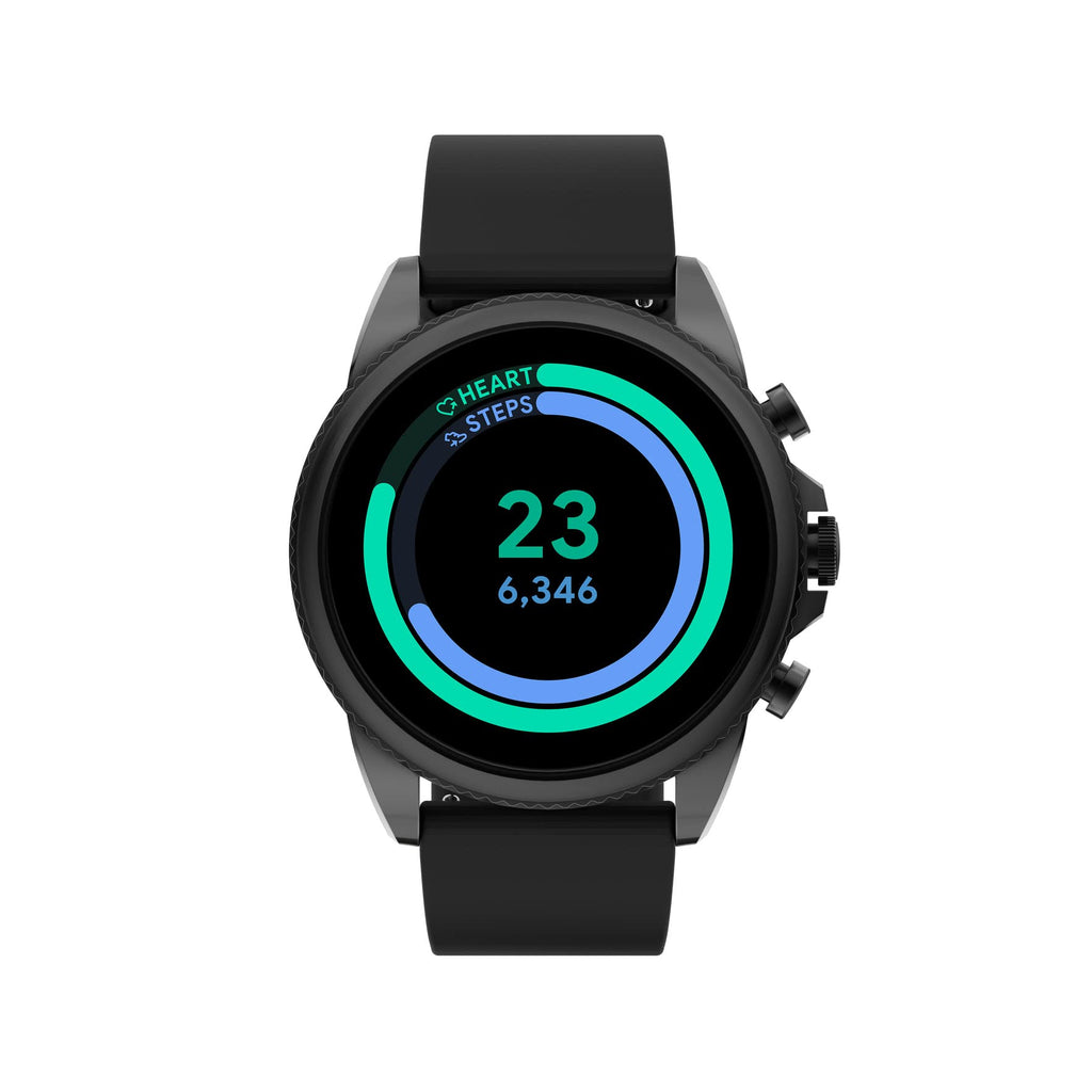Fossil Men's Gen 6 44mm Stainless Steel and Silicone Touchscreen Smart Watch, Color: Black (Model: FTW4061V)