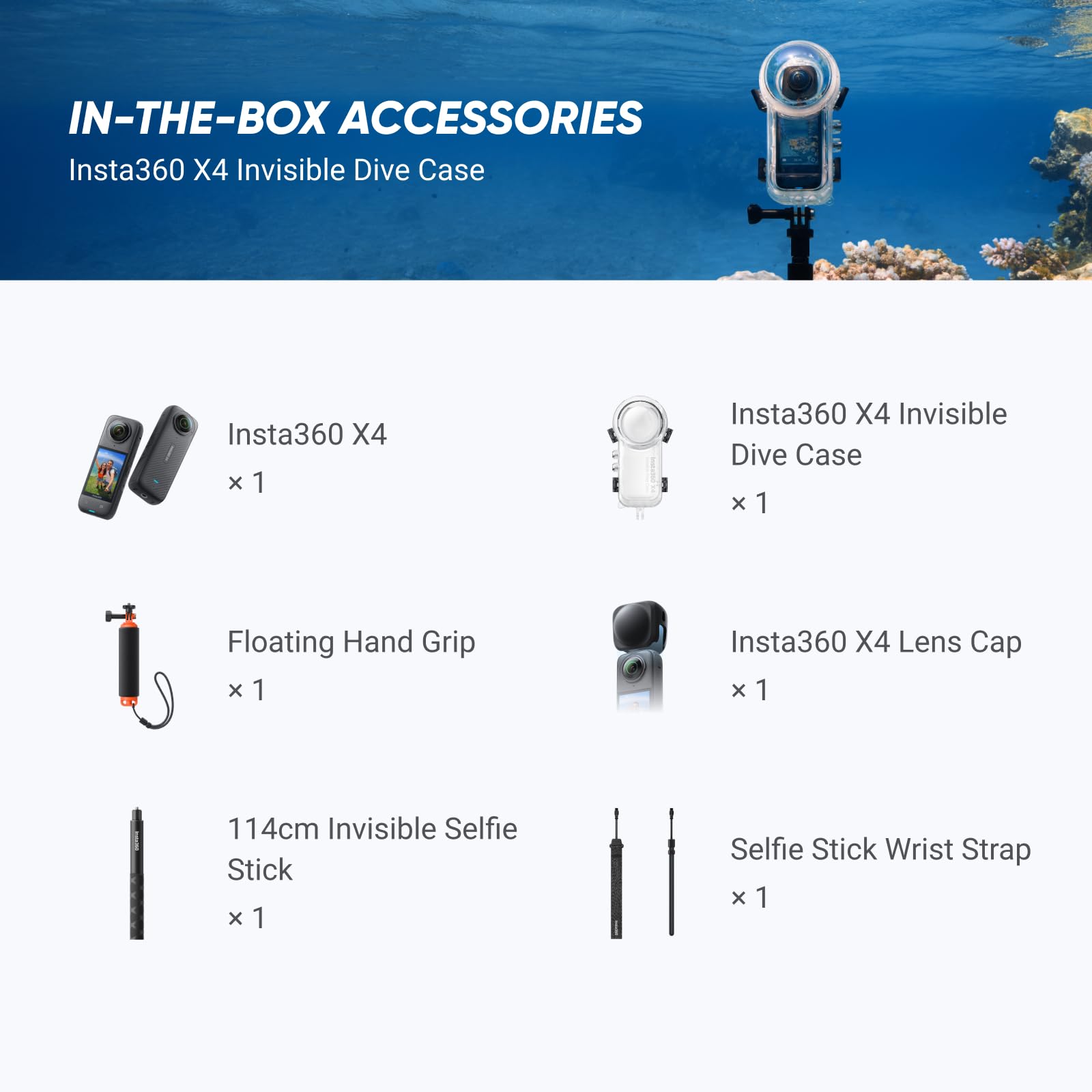 Insta360 X4 Standard Bundle - Waterproof 8K 360 Action Camera, 4K Wide-Angle Video, Invisible Selfie Stick Effect, Removable Lens Guards, 135 Min Battery Life, AI Editing, Stabilization