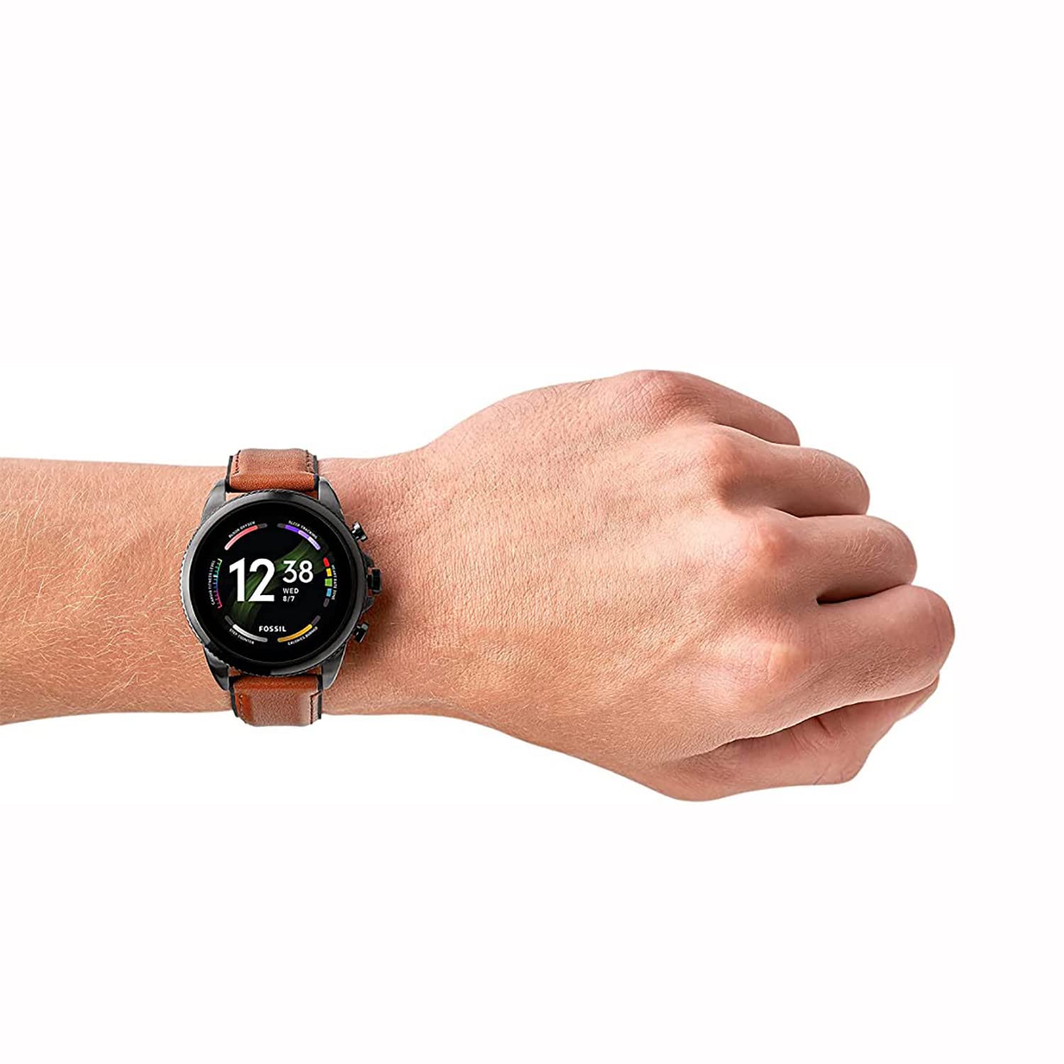Fossil Men's Gen 6 44mm Stainless Steel and Silicone Touchscreen Smart Watch, Color: Black (Model: FTW4061V)