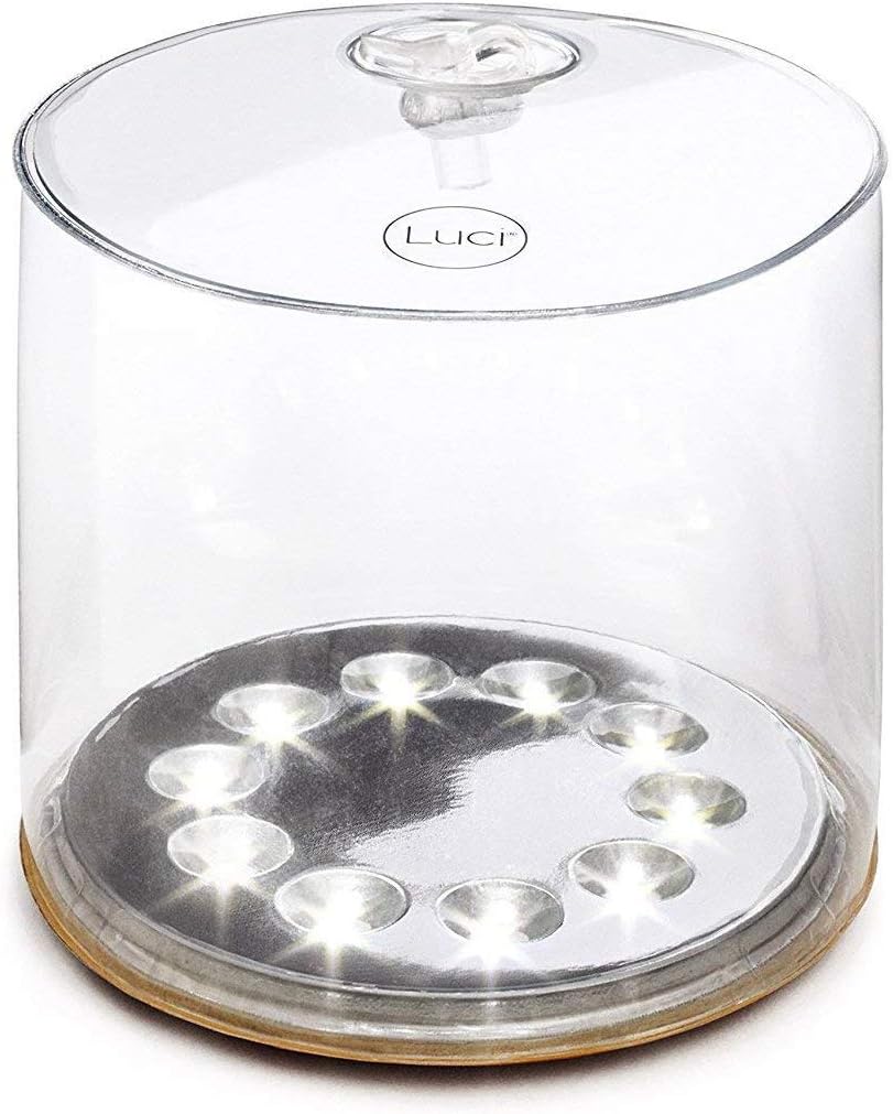 MPOWERD Luci Original: Solar Inflatable Camping Lantern, 65 Lumens, Clear Finish + Warm White LEDs, Lasts Up to 24 hrs, Waterproof, Camping, Backpacking, Travel, Power Outages, Emergencies