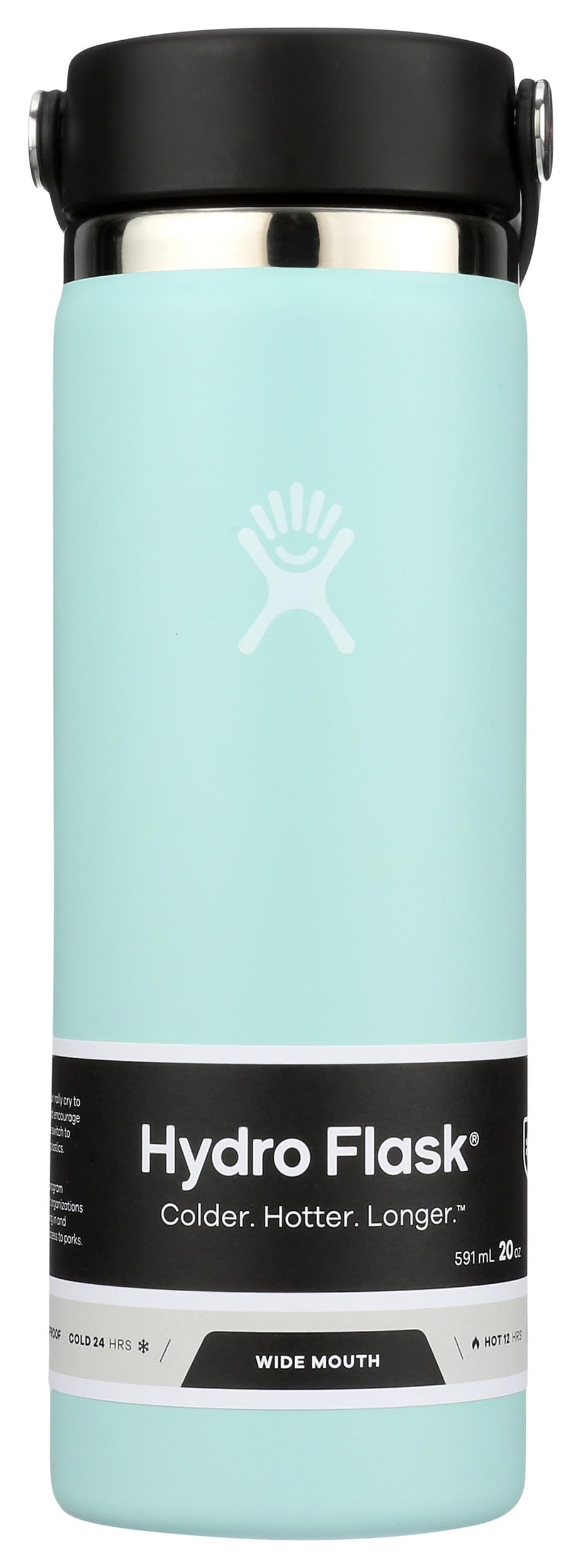Hydro Flask Water Bottle - Insulated Stainless Steel - Wide Mouth Flex Lid, Non Spill, Leakproof and Refillable in 32 Oz White