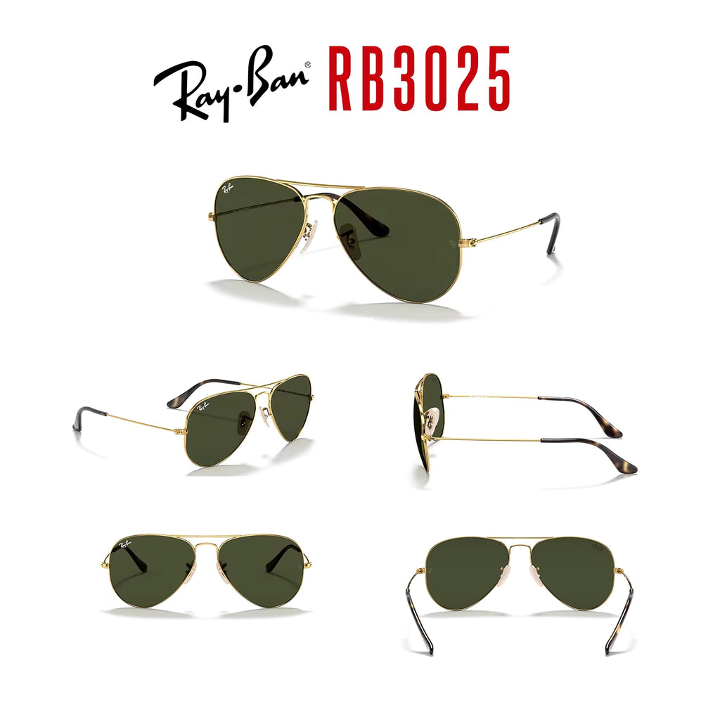 Ray-Ban RB3025 Metal Aviator Sunglasses For Men For Women +BUNDLE with ACCESSORY EYEWEAR KIT
