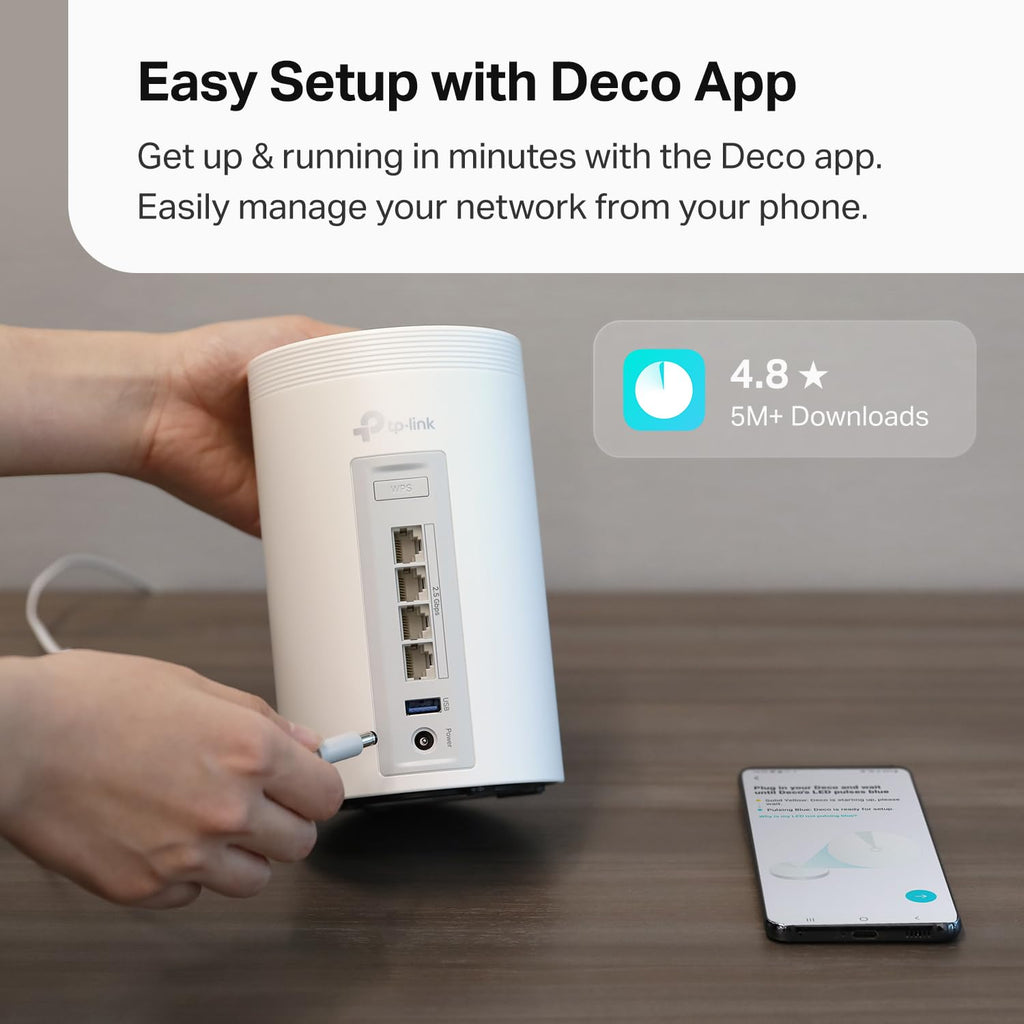 TP-Link Deco XE75 AXE5400 Tri-Band WiFi 6E Mesh System - Wi-Fi up to 7200 Sq.Ft, Engadget Rated Best Mesh for Most People, Replaces WiFi Router and Extender, AI-Driven Mesh New 6GHz Band, 3-Pack