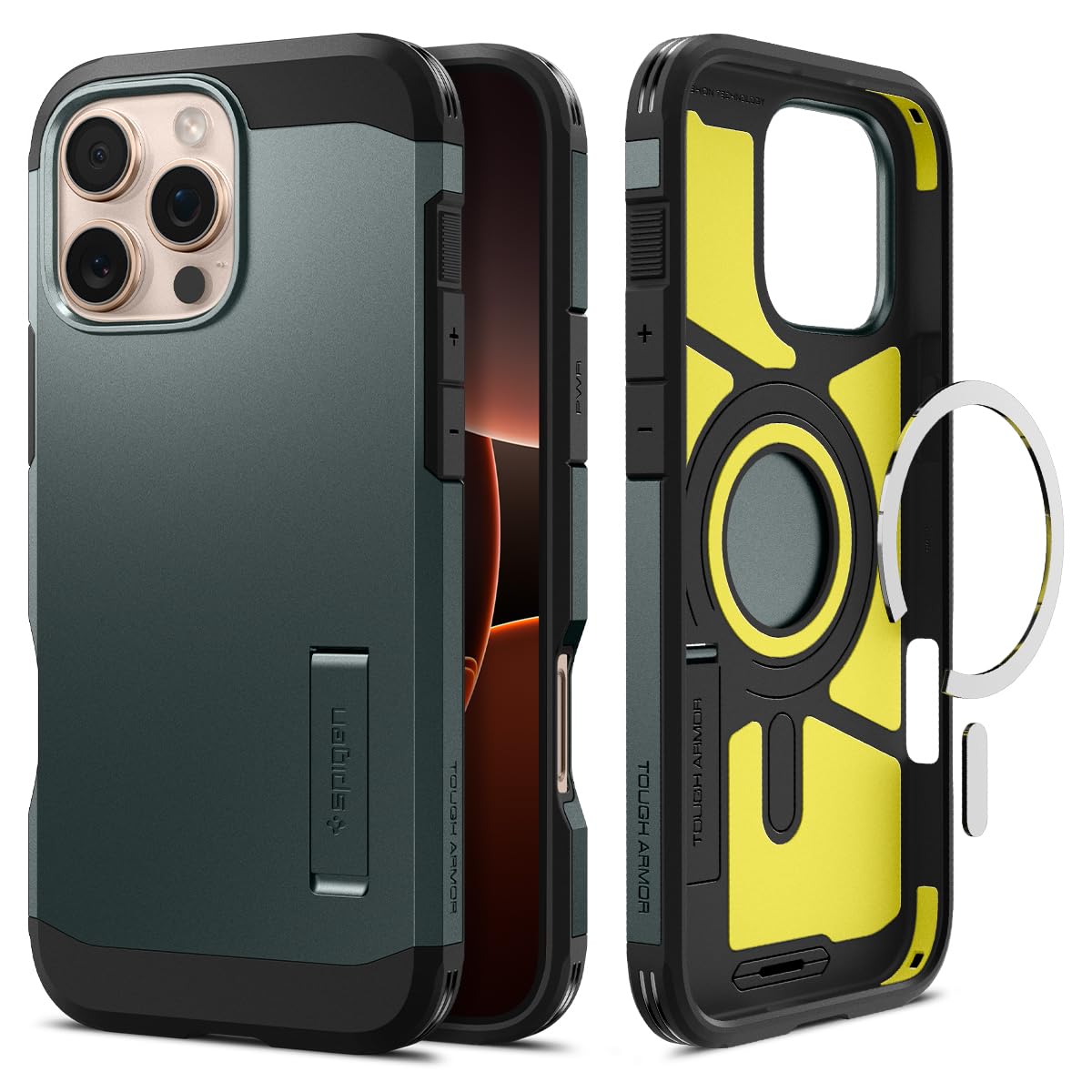 Spigen Tough Armor MagFit Designed for iPhone 15 Case (2023) [Kickstand] [Military-Grade Protection] Compatible with MagSafe - Black