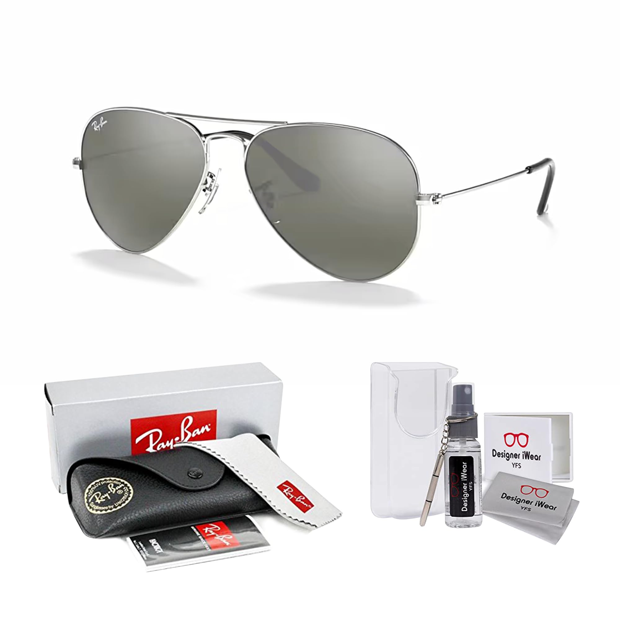 Ray-Ban RB3025 Metal Aviator Sunglasses For Men For Women +BUNDLE with ACCESSORY EYEWEAR KIT