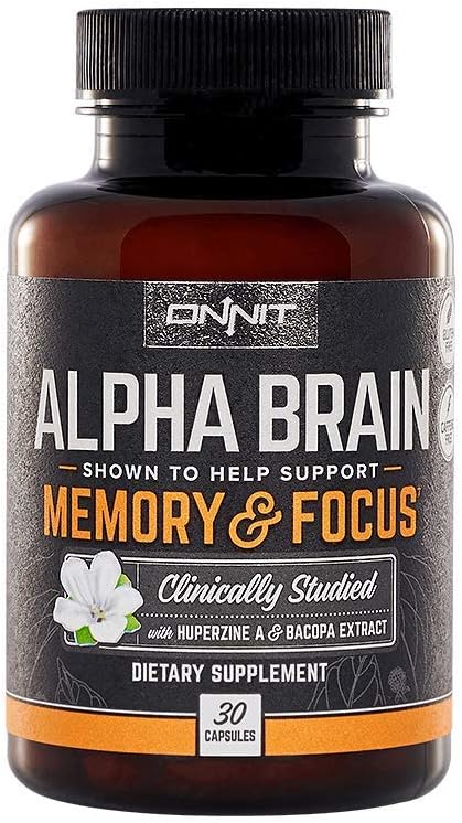 Onnit Alpha Brain (30ct) Nootropic Brain Booster Supplement For Memory, Focus, and Mental Clarity with Bacopa, AC11, Huperzine A, L-Tyrosine, and Vitamin B6