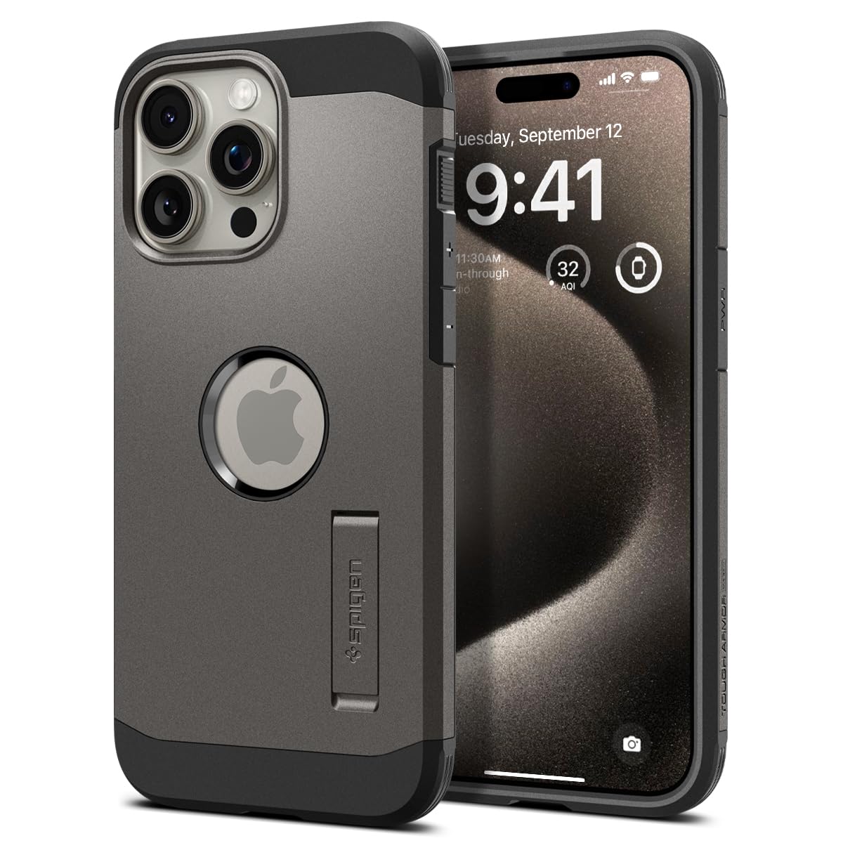 Spigen Tough Armor MagFit Designed for iPhone 15 Case (2023) [Kickstand] [Military-Grade Protection] Compatible with MagSafe - Black