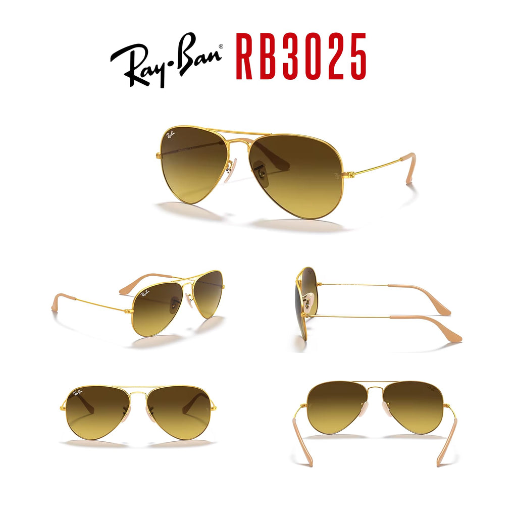Ray-Ban RB3025 Metal Aviator Sunglasses For Men For Women +BUNDLE with ACCESSORY EYEWEAR KIT