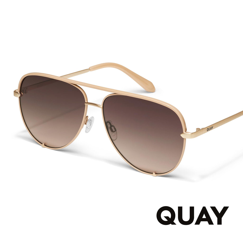 QUAY High Key Polarized Aviator Sunglasses, Oversized, Stylish Sunglasses with UV Protection, Unisex Aviators for Men & Women