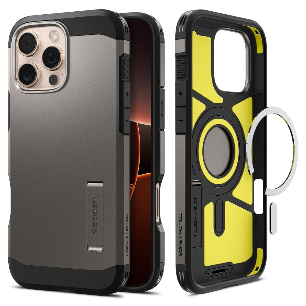 Spigen Tough Armor MagFit Designed for iPhone 15 Case (2023) [Kickstand] [Military-Grade Protection] Compatible with MagSafe - Black