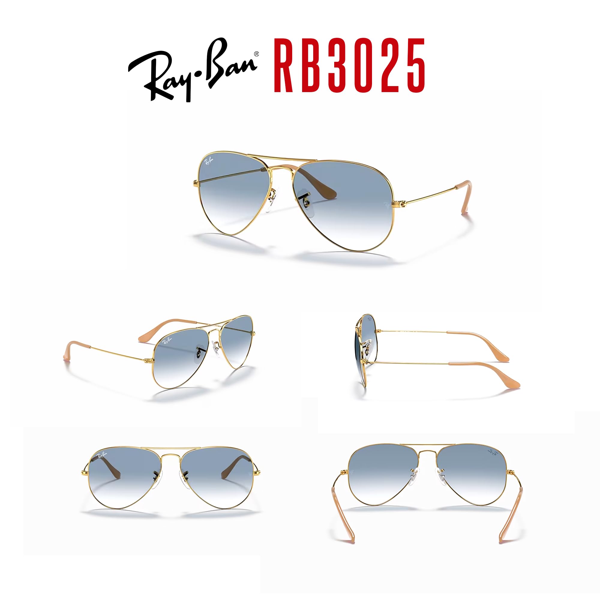 Ray-Ban RB3025 Metal Aviator Sunglasses For Men For Women +BUNDLE with ACCESSORY EYEWEAR KIT