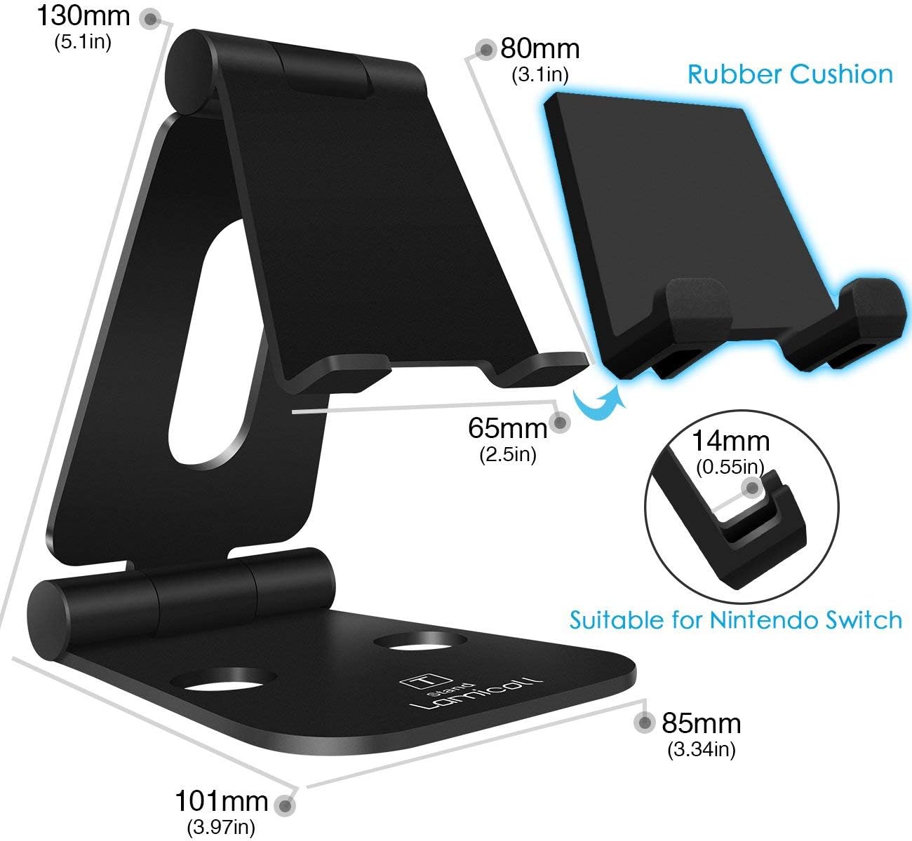 Lamicall Adjustable Phone Tablet Stand, Playstand for Switch, Foldable Desk Holder Dock, Compatible with iPad mini, 9.7'' iPad Pro Air, Phone 12 Mini 11 Pro Xs Xs Max Xr X 8 7 6 6s Plus SE (4-10'')