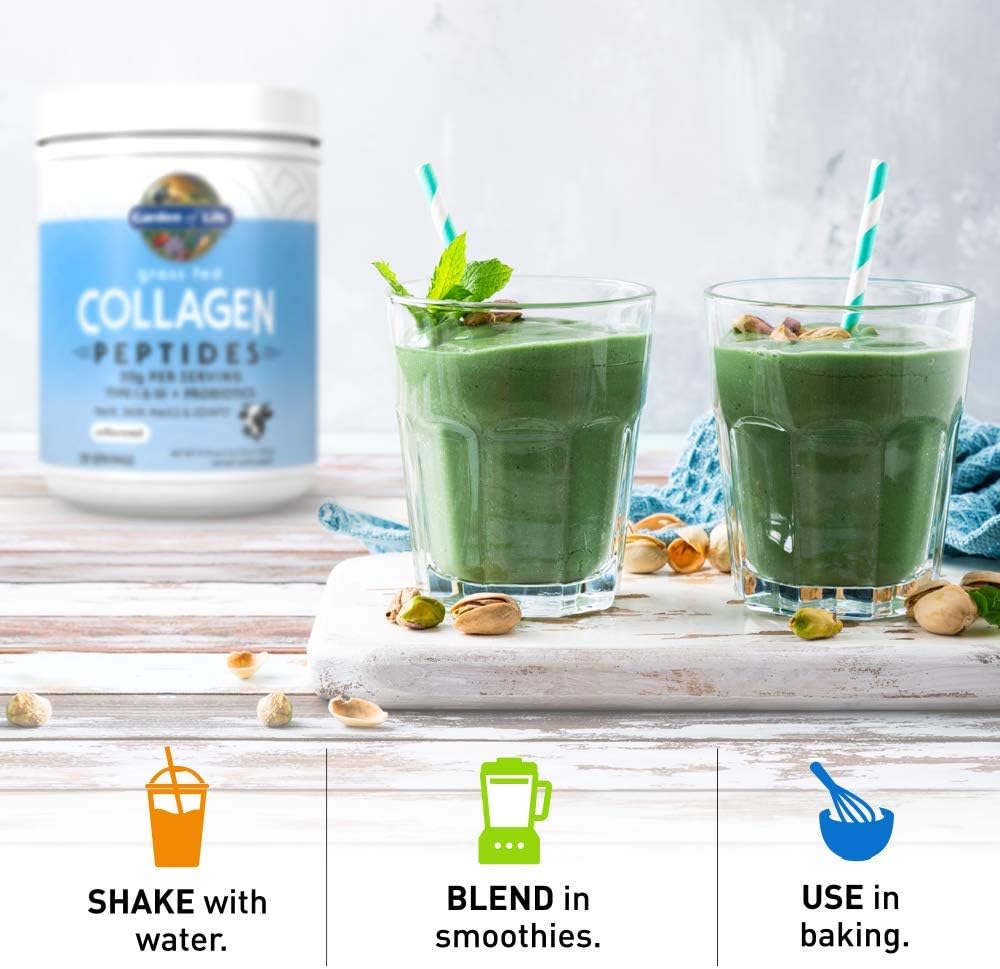 Garden of Life Grass Fed Collagen Peptides Powder Unflavored Collagen Powder for Hair Skin Nails Joints, Hydrolyzed Collagen Protein Supplements, Collagen for Women & Men, 28 Servings