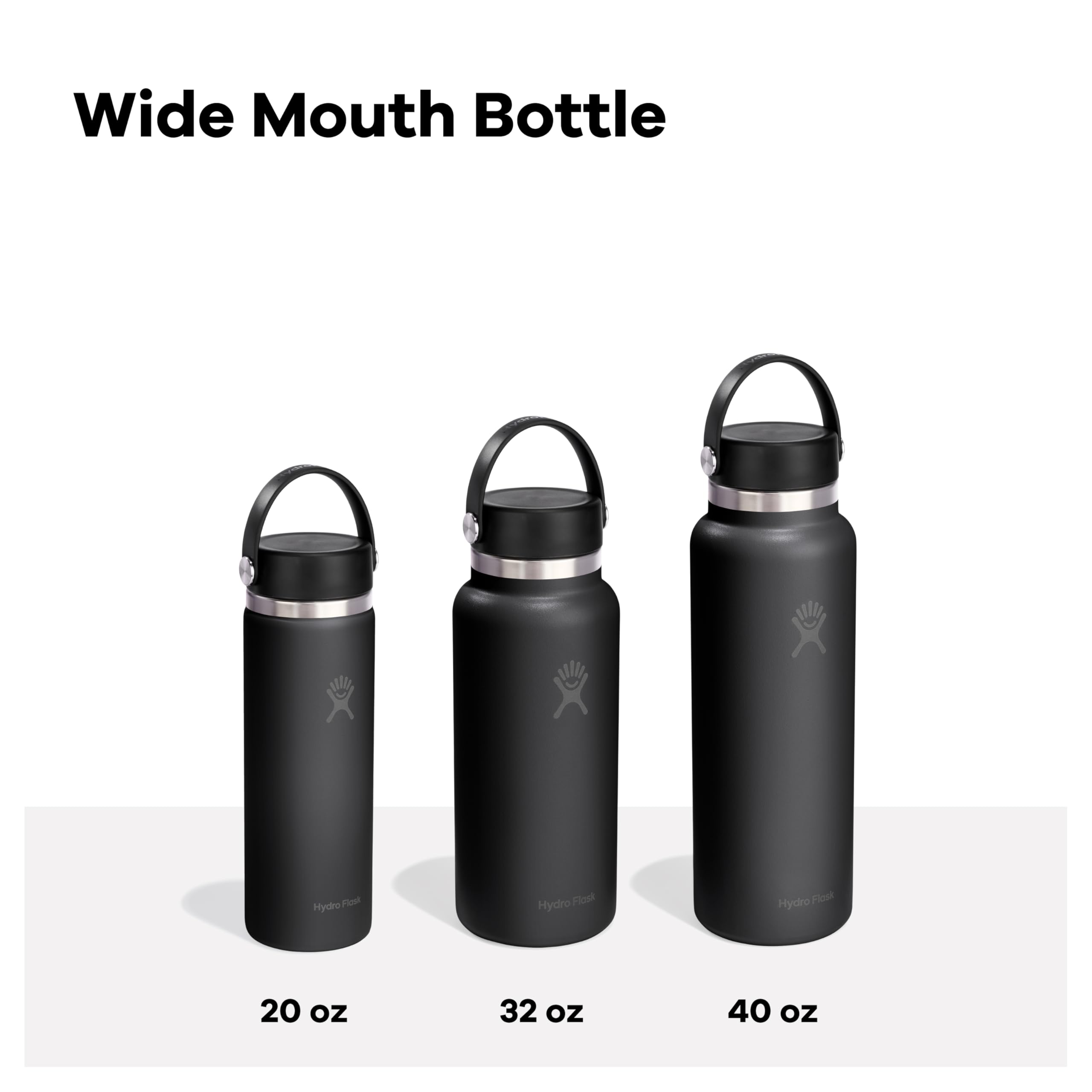 Hydro Flask Water Bottle - Insulated Stainless Steel - Wide Mouth Flex Lid, Non Spill, Leakproof and Refillable in 32 Oz White