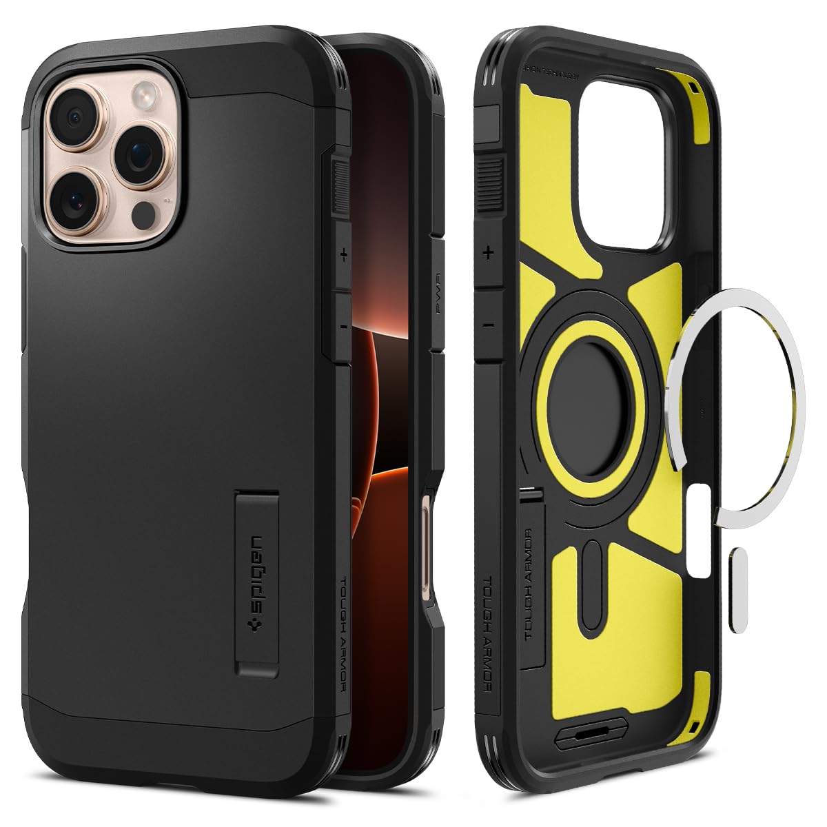 Spigen Tough Armor MagFit Designed for iPhone 15 Case (2023) [Kickstand] [Military-Grade Protection] Compatible with MagSafe - Black