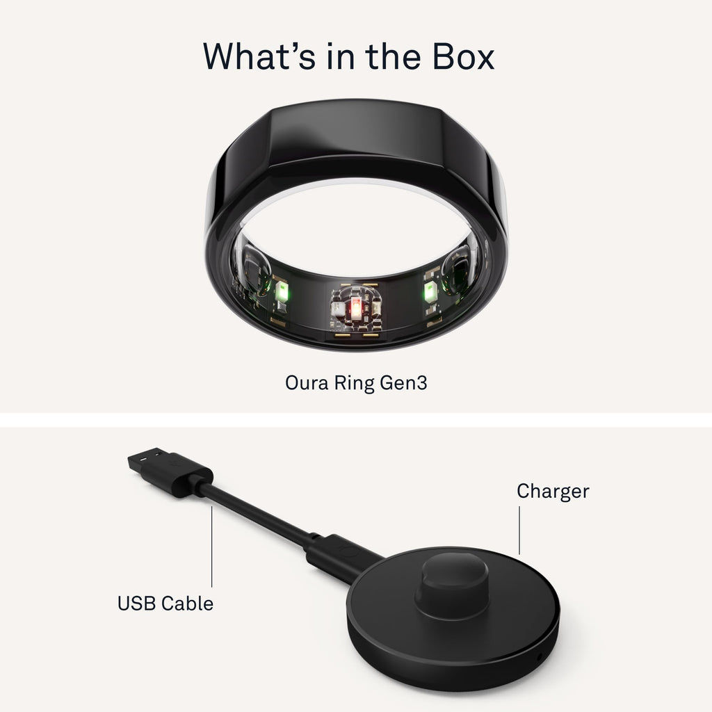 Oura Ring Gen3 Horizon - Black - Size 10 - Smart Ring - Size First with Oura Ring Gen3 Sizing Kit - Sleep Tracking Wearable - Heart Rate - Fitness Tracker - 5-7 Days Battery Life