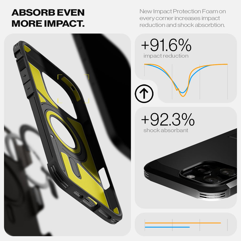 Spigen Tough Armor MagFit Designed for iPhone 15 Case (2023) [Kickstand] [Military-Grade Protection] Compatible with MagSafe - Black