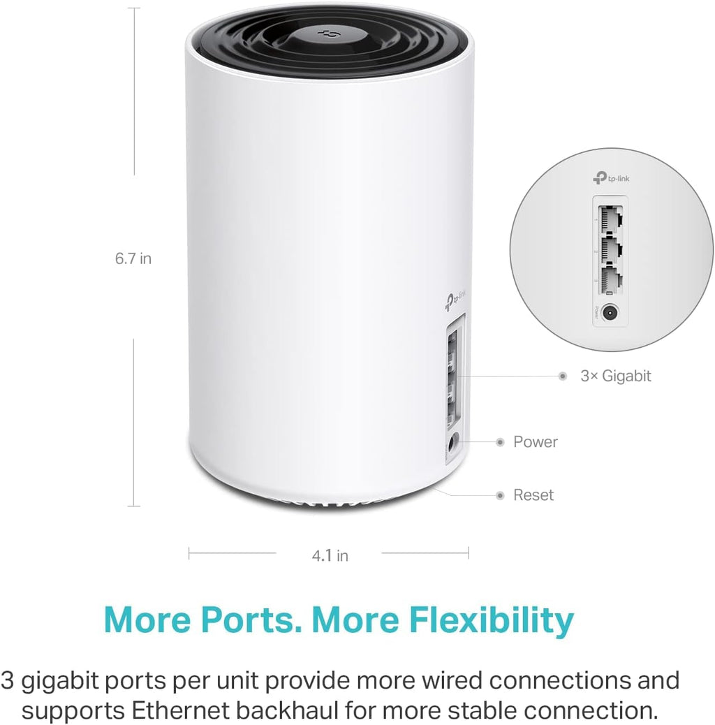 TP-Link Deco XE75 AXE5400 Tri-Band WiFi 6E Mesh System - Wi-Fi up to 7200 Sq.Ft, Engadget Rated Best Mesh for Most People, Replaces WiFi Router and Extender, AI-Driven Mesh New 6GHz Band, 3-Pack
