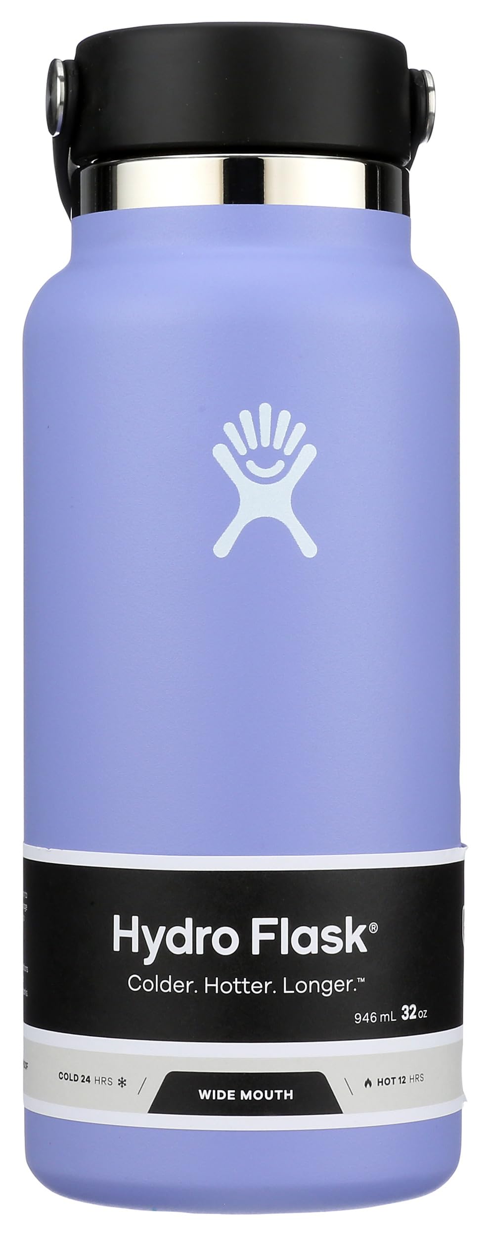 Hydro Flask Water Bottle - Insulated Stainless Steel - Wide Mouth Flex Lid, Non Spill, Leakproof and Refillable in 32 Oz White