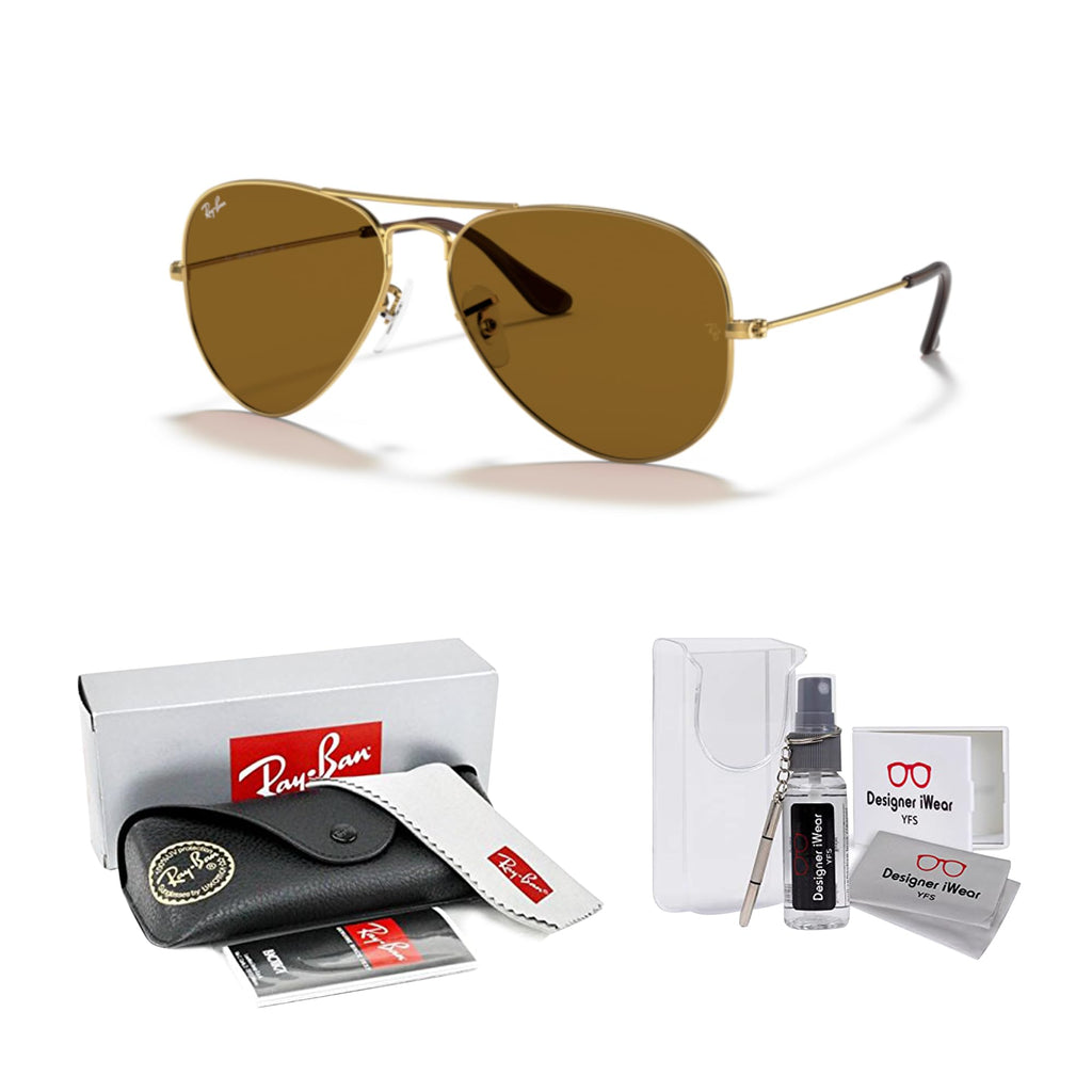 Ray-Ban RB3025 Metal Aviator Sunglasses For Men For Women +BUNDLE with ACCESSORY EYEWEAR KIT