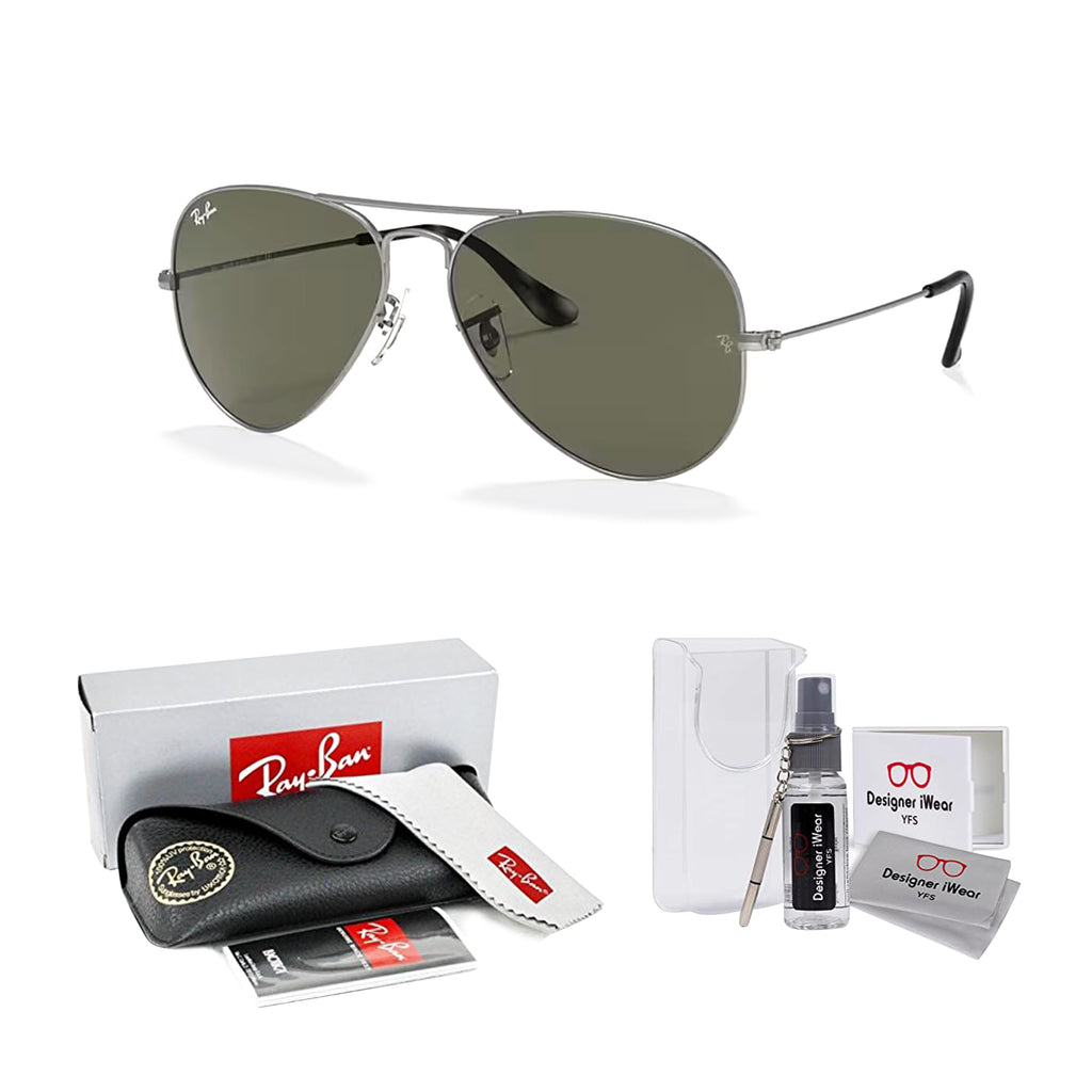 Ray-Ban RB3025 Metal Aviator Sunglasses For Men For Women +BUNDLE with ACCESSORY EYEWEAR KIT