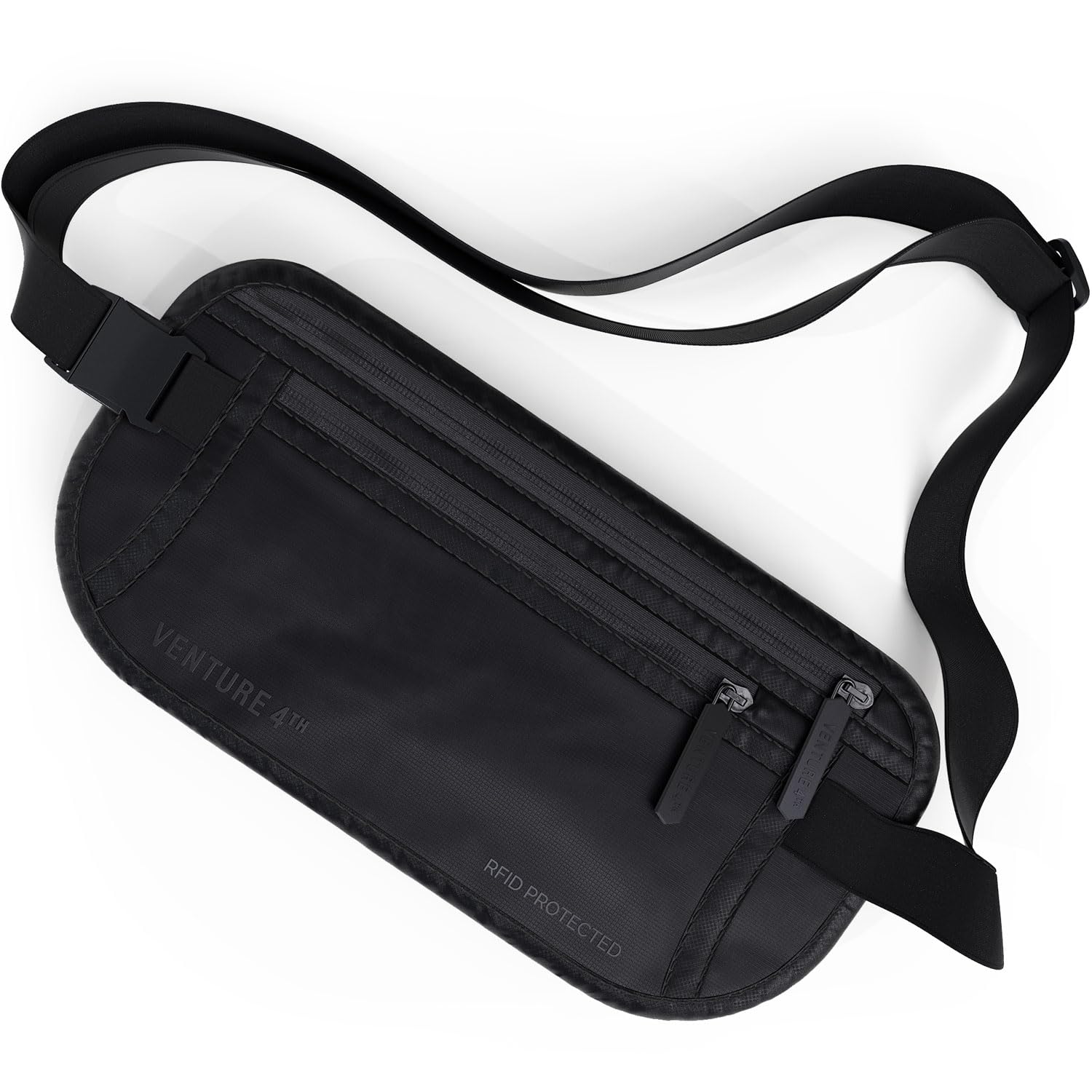 VENTURE 4TH Money Belt for Travel – Hidden Under-Clothes RFID Blocking Passport Holder & Slim Travel Wallet Pouch for Men & Women to Protect Cash, Cards & Documents (Gray)