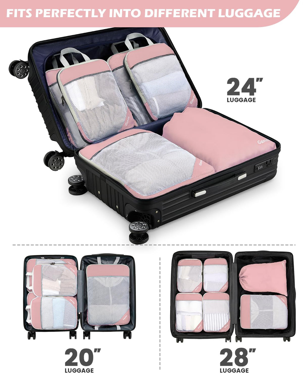 Compression Packing Cubes, Gonex Extensible Storage Mesh Bags Organizers