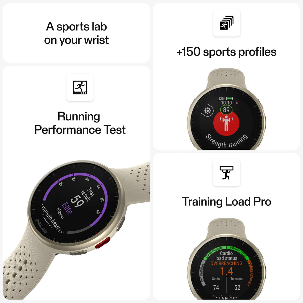 POLAR Pacer Pro Advanced Ultra-Light GPS Fitness Tracker Smartwatch for Runners with Training Program & Recovery Tools; S-L, for Men or Women, White-Red