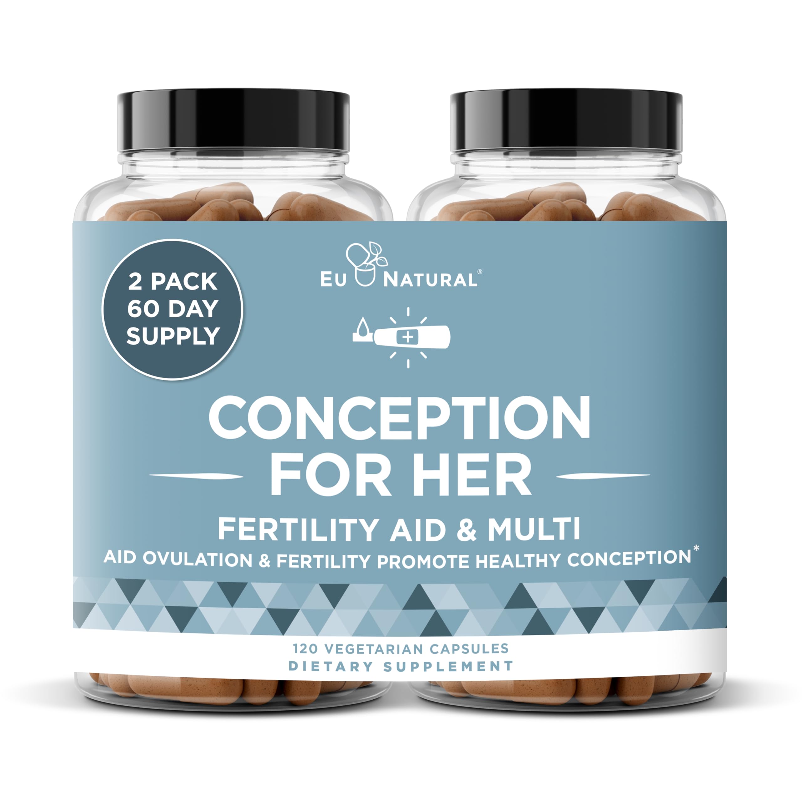 Eu Natural Conception for Her Fertility Supplements for Women - Ovulation, Hormonal Balance & Regular Cycle Support - Myo-Inositol, Folate, Shatavari & Vitex - 60 Vegetarian Capsules