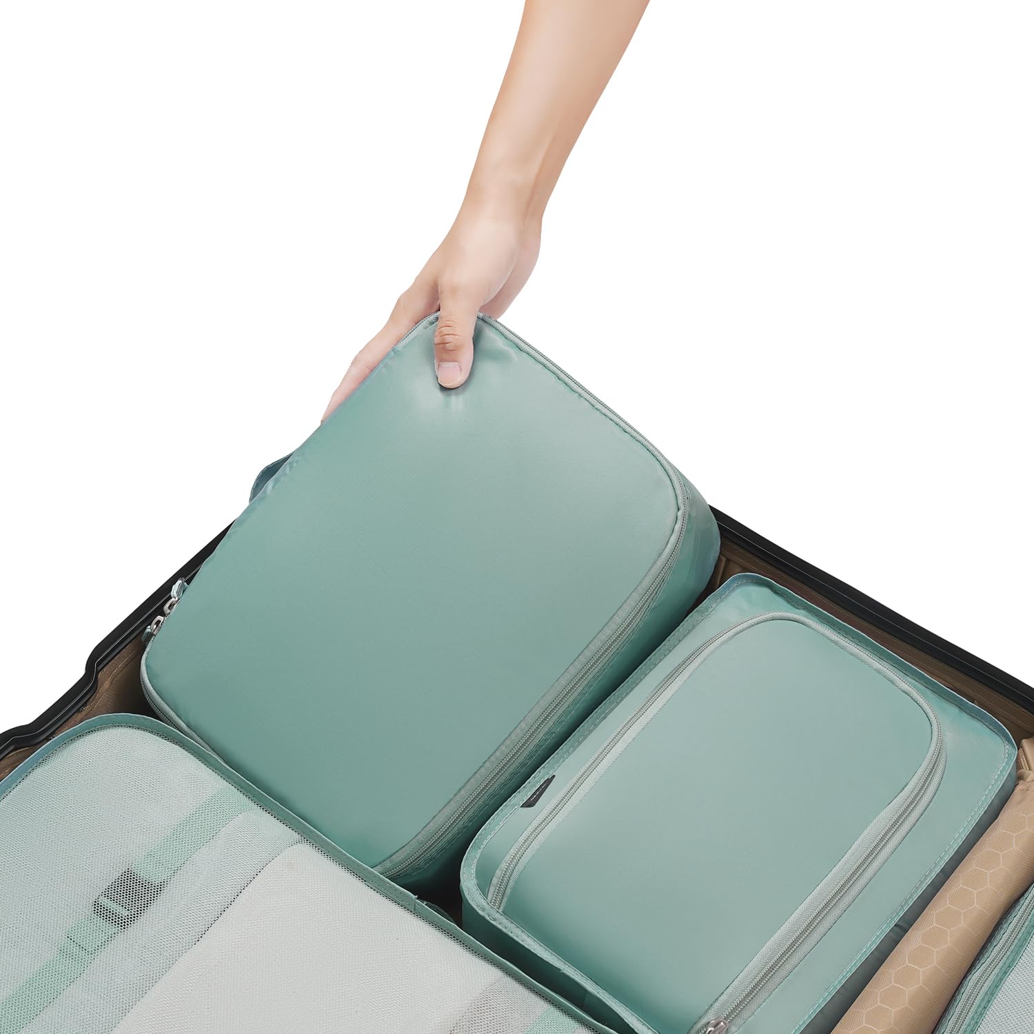 BAGAIL 8 Set Packing Cubes Luggage Packing Organizers for Travel Accessories-Cream