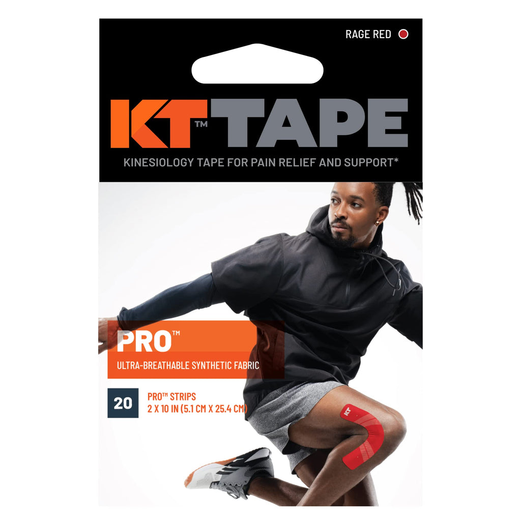 KT Tape, Pro Synthetic Kinesiology Athletic Tape, 20 Count, 10” Precut Strip